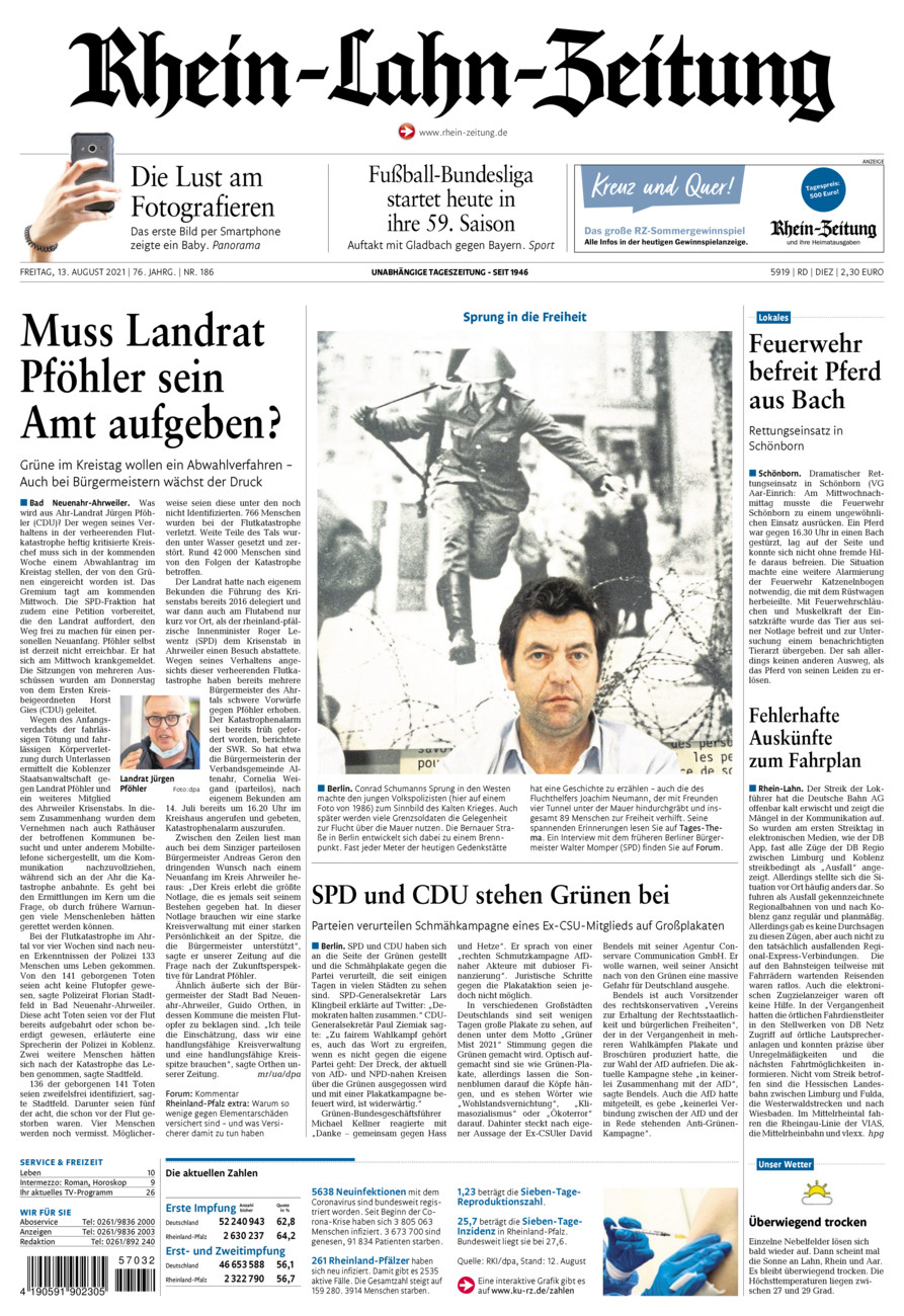 Rhein-Lahn-Zeitung Diez (Archiv) vom Freitag, 13.08.2021
