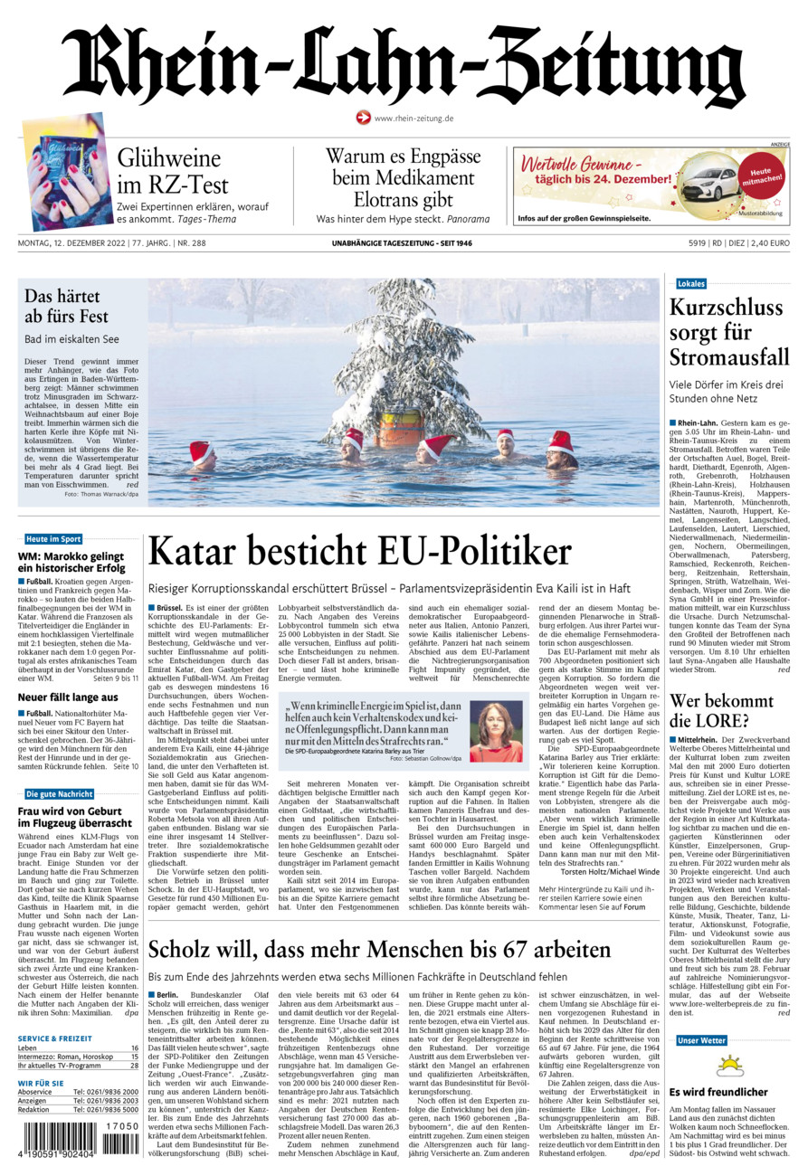 Rhein-Lahn-Zeitung Diez (Archiv) vom Montag, 12.12.2022