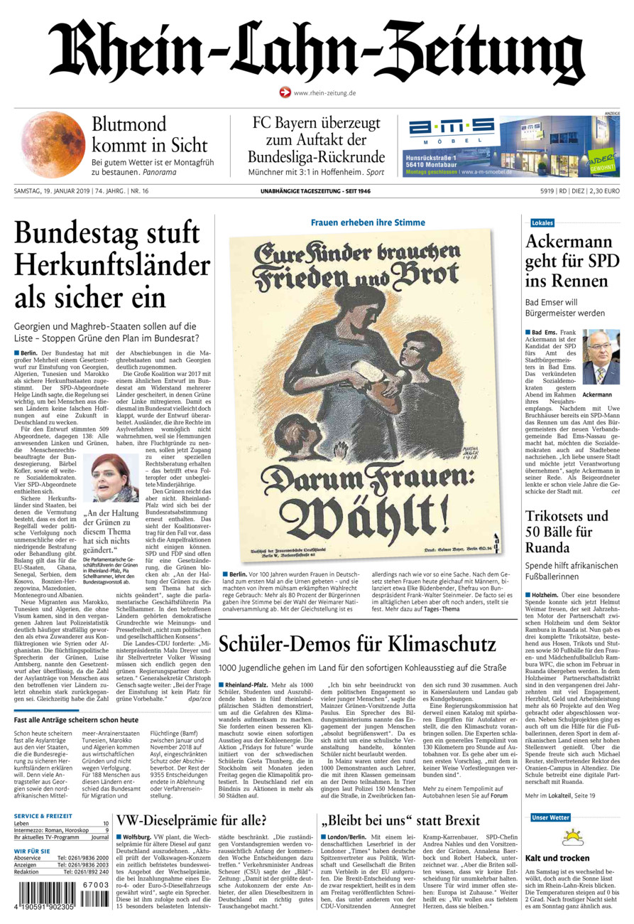 Rhein-Lahn-Zeitung Diez (Archiv) vom Samstag, 19.01.2019