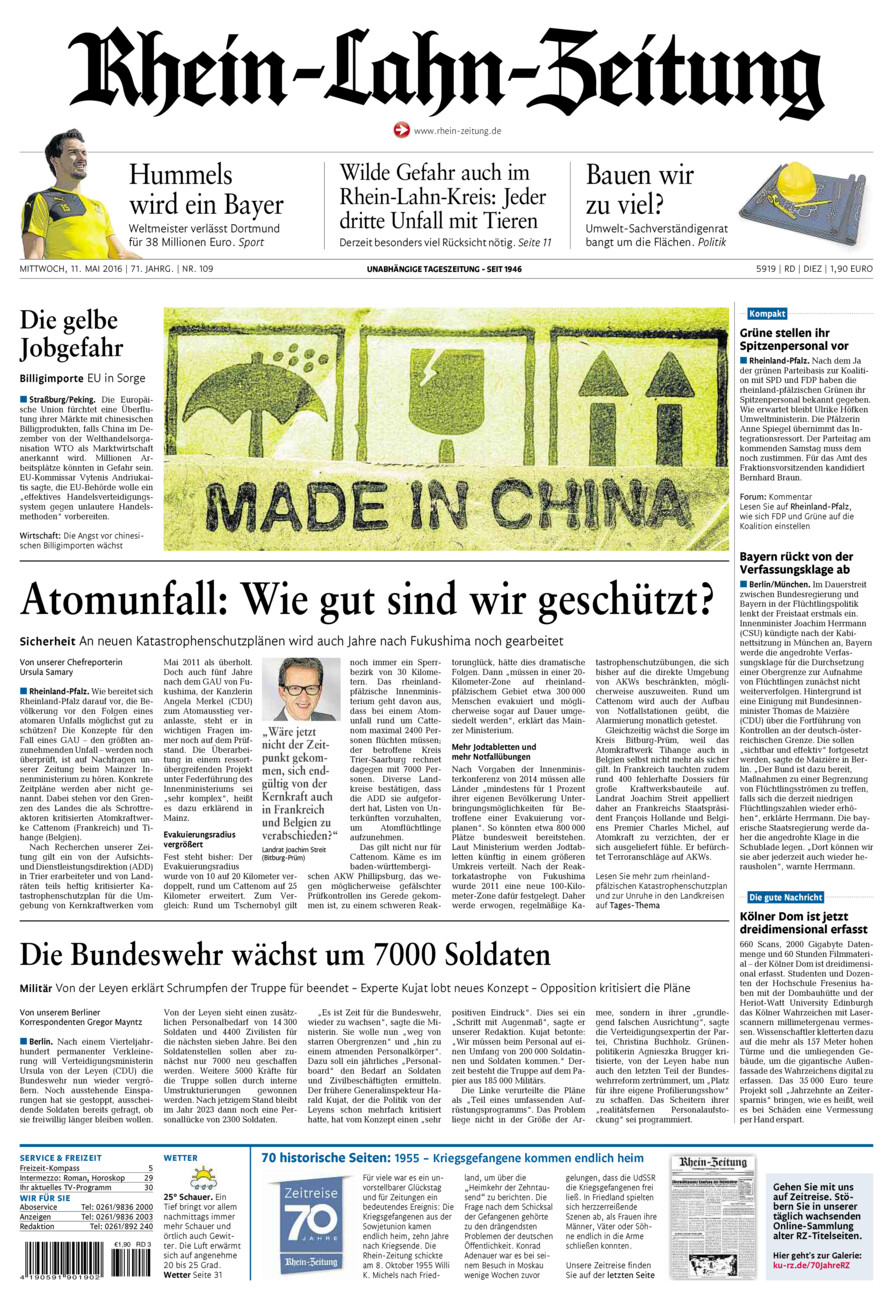Rhein-Lahn-Zeitung Diez (Archiv) vom Mittwoch, 11.05.2016