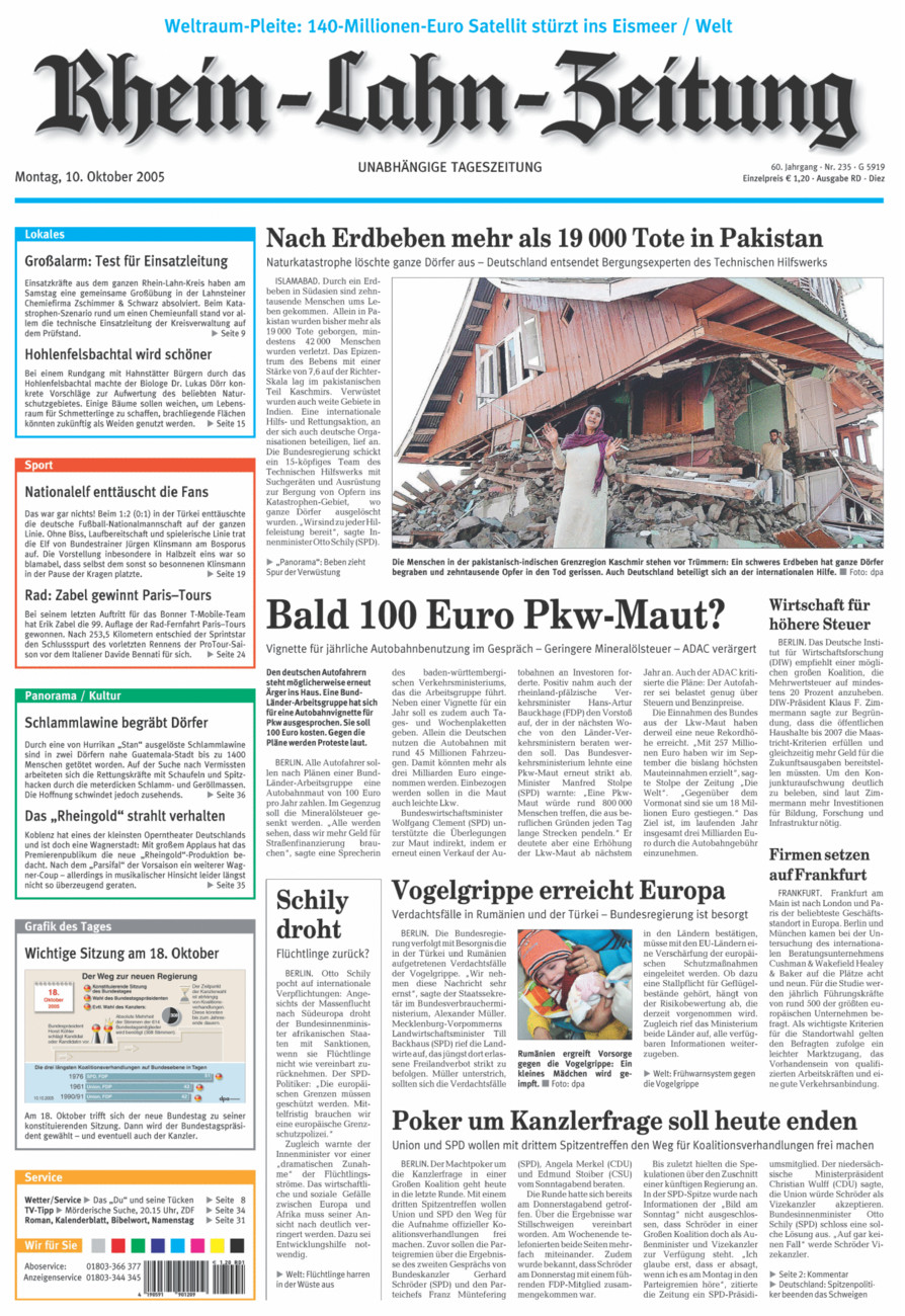 Rhein-Lahn-Zeitung Diez (Archiv) vom Montag, 10.10.2005