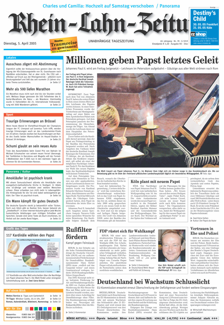 Rhein-Lahn-Zeitung Diez (Archiv) vom Dienstag, 05.04.2005