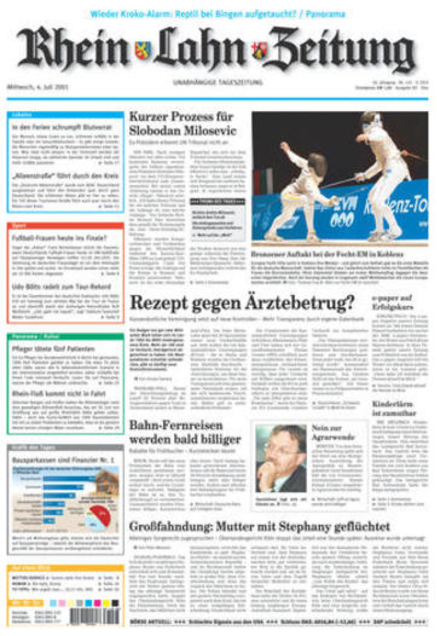 Rhein-Lahn-Zeitung Diez (Archiv) vom Mittwoch, 04.07.2001