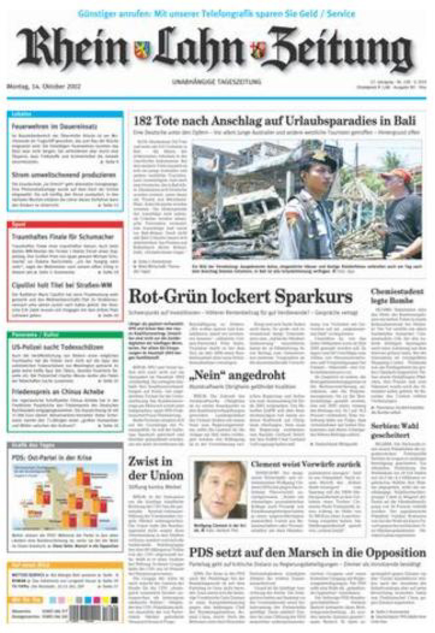Rhein-Lahn-Zeitung Diez (Archiv) vom Montag, 14.10.2002