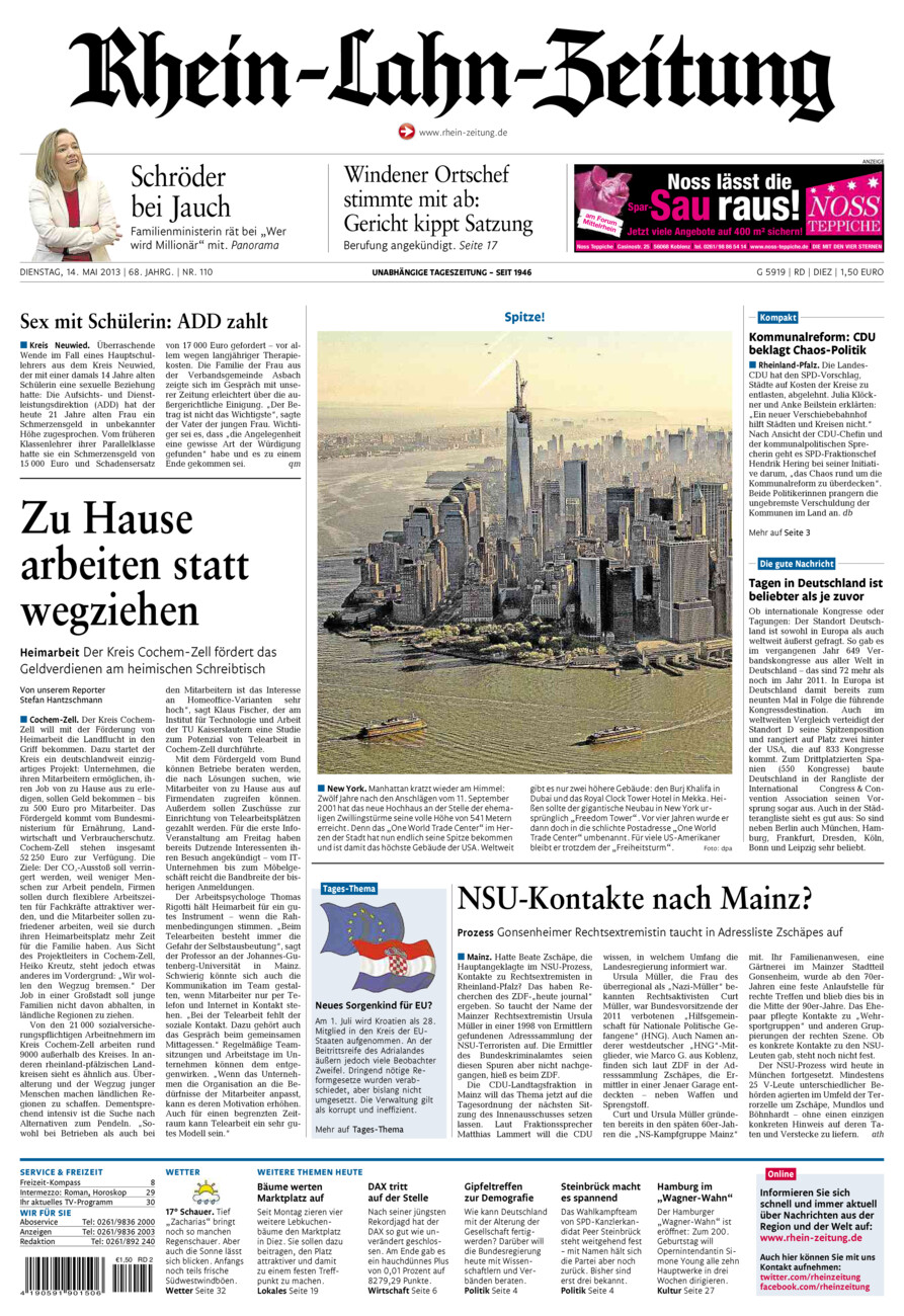 Rhein-Lahn-Zeitung Diez (Archiv) vom Dienstag, 14.05.2013