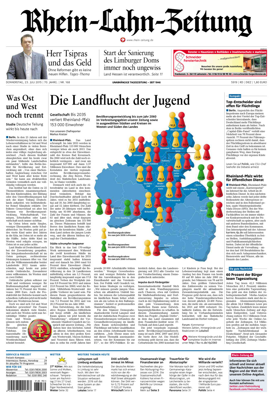 Rhein-Lahn-Zeitung Diez (Archiv) vom Donnerstag, 23.07.2015