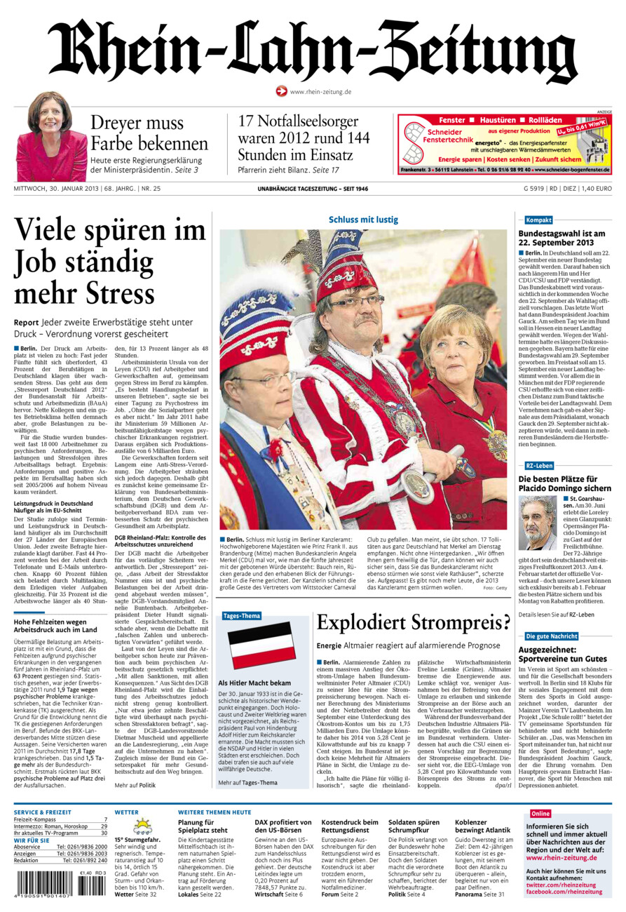 Rhein-Lahn-Zeitung Diez (Archiv) vom Mittwoch, 30.01.2013