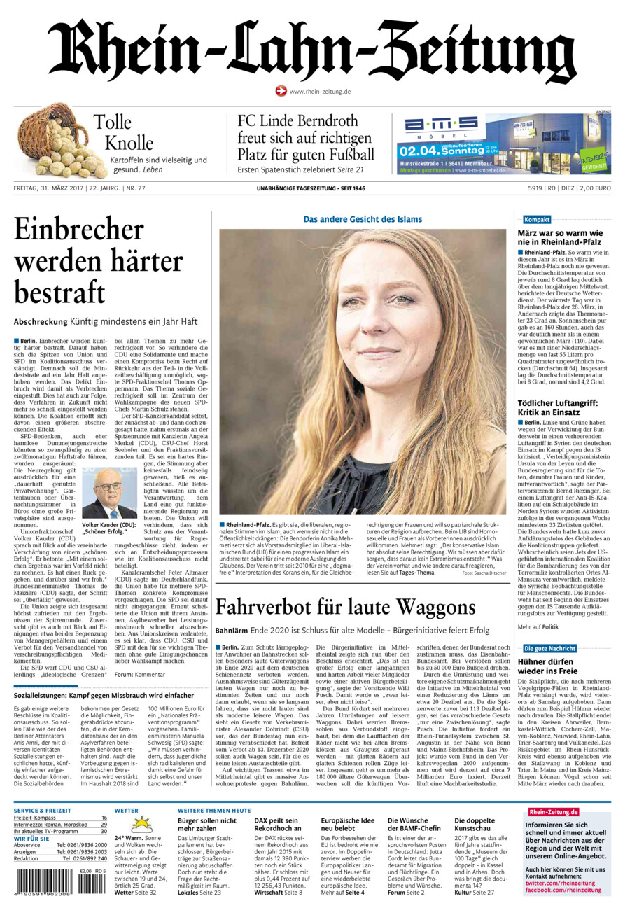 Rhein-Lahn-Zeitung Diez (Archiv) vom Freitag, 31.03.2017