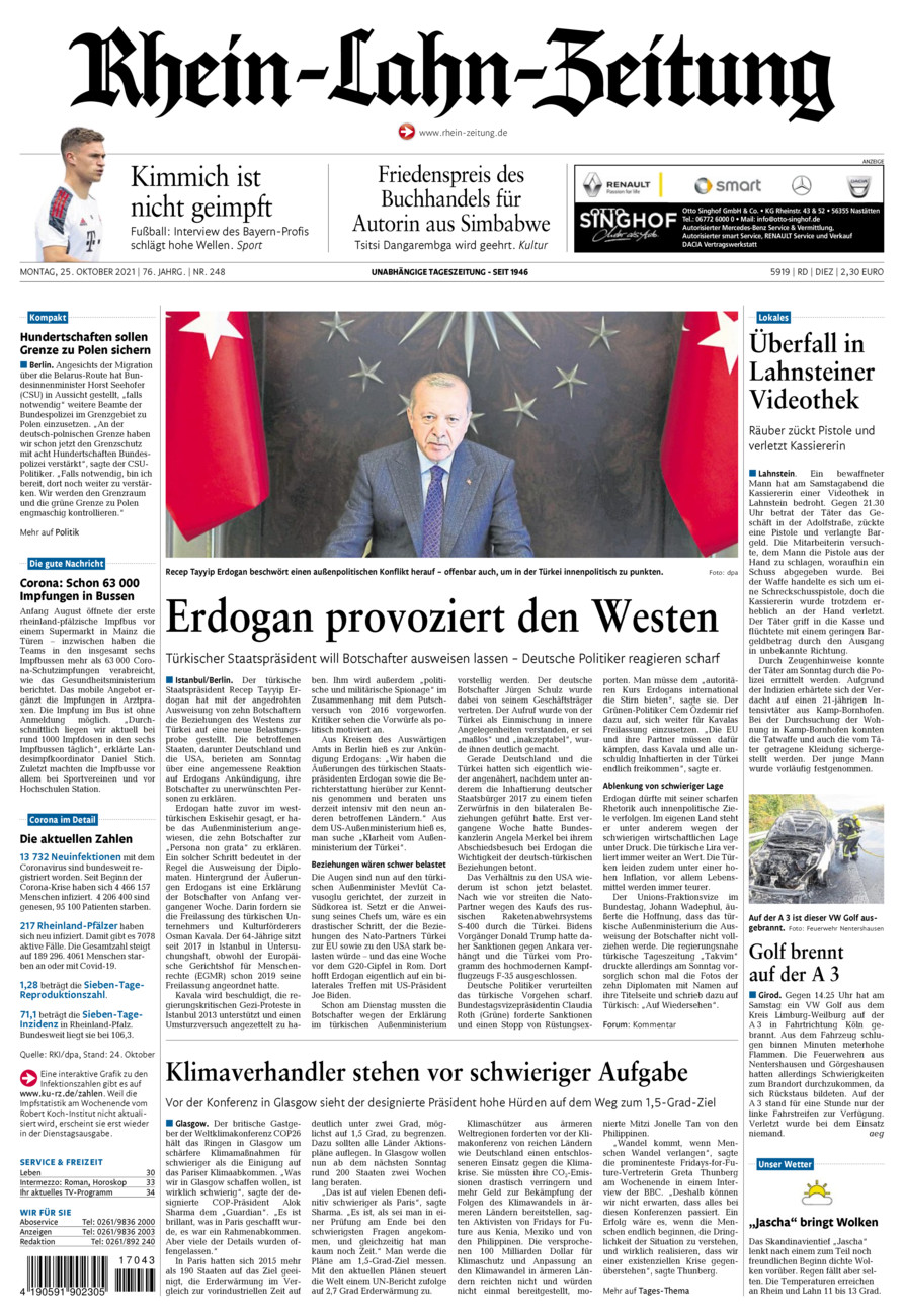 Rhein-Lahn-Zeitung Diez (Archiv) vom Montag, 25.10.2021
