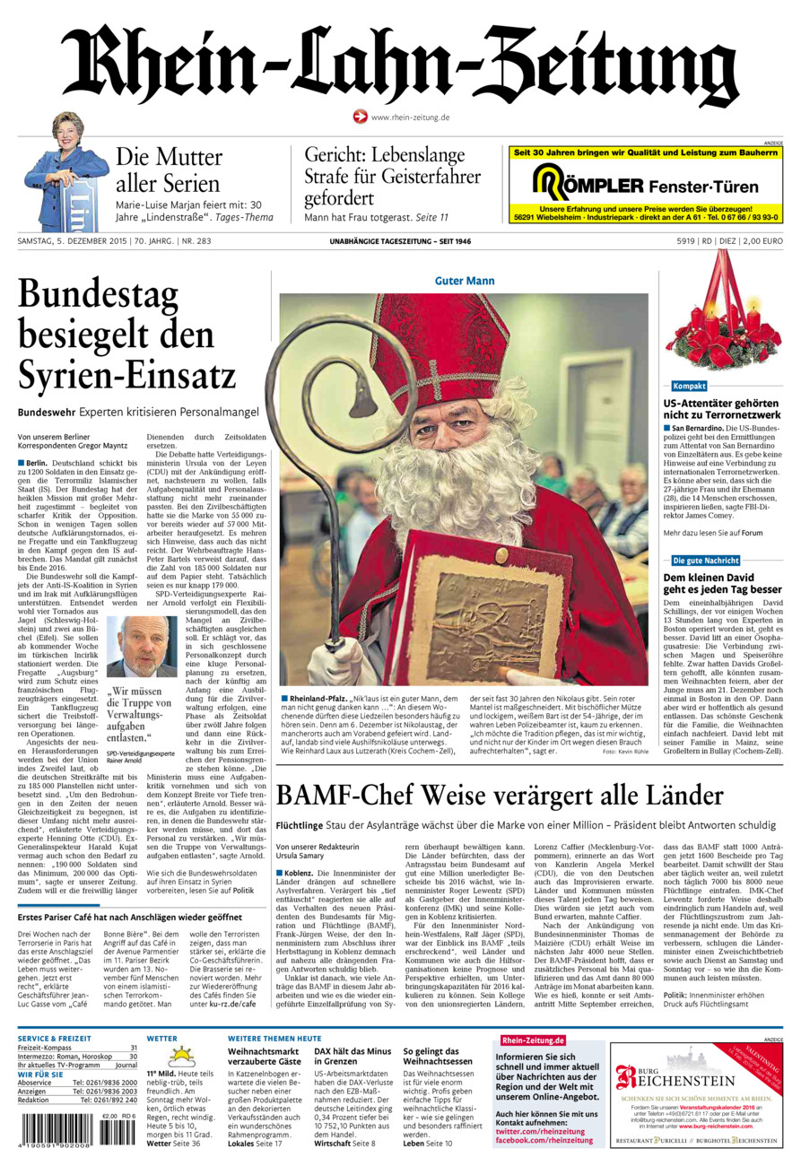 Rhein-Lahn-Zeitung Diez (Archiv) vom Samstag, 05.12.2015