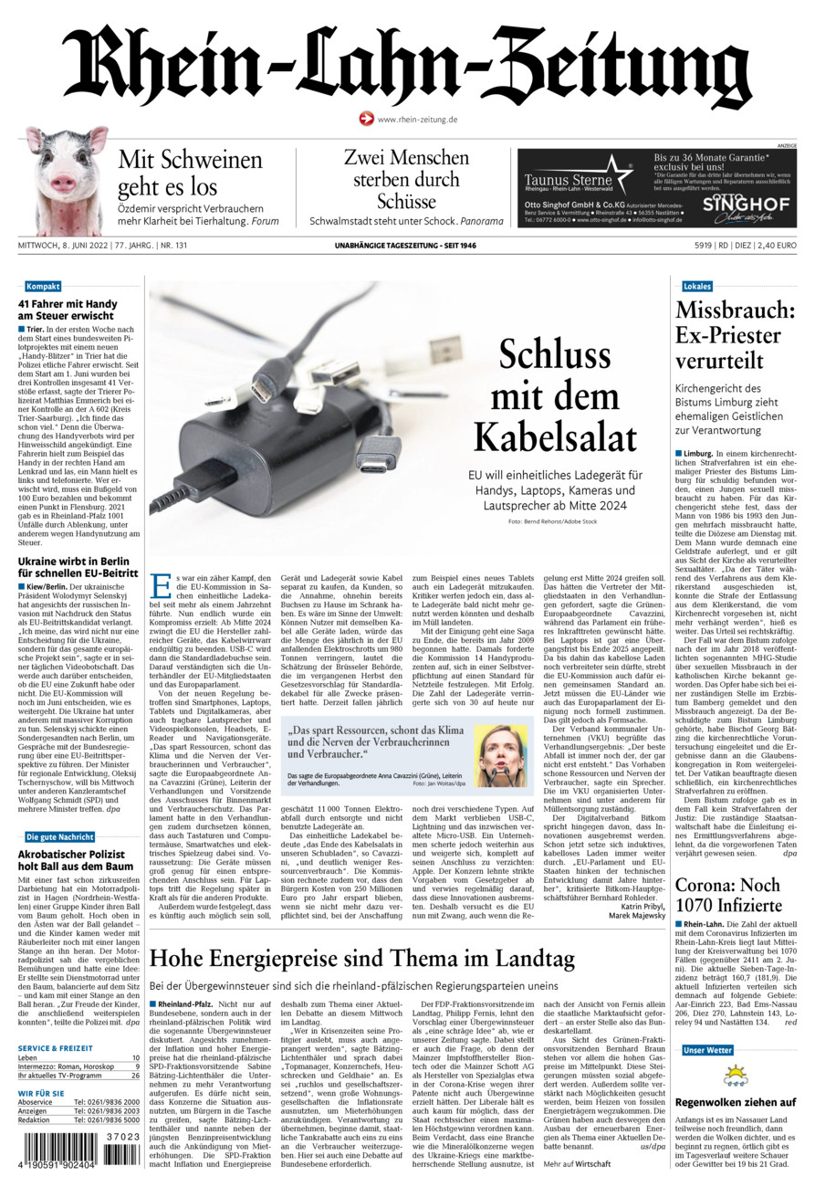 Rhein-Lahn-Zeitung Diez (Archiv) vom Mittwoch, 08.06.2022