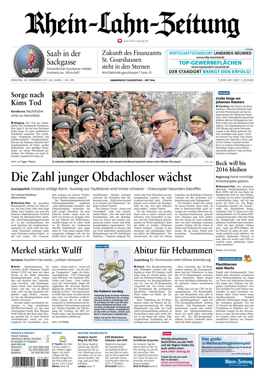 Rhein-Lahn-Zeitung Diez (Archiv) vom Dienstag, 20.12.2011