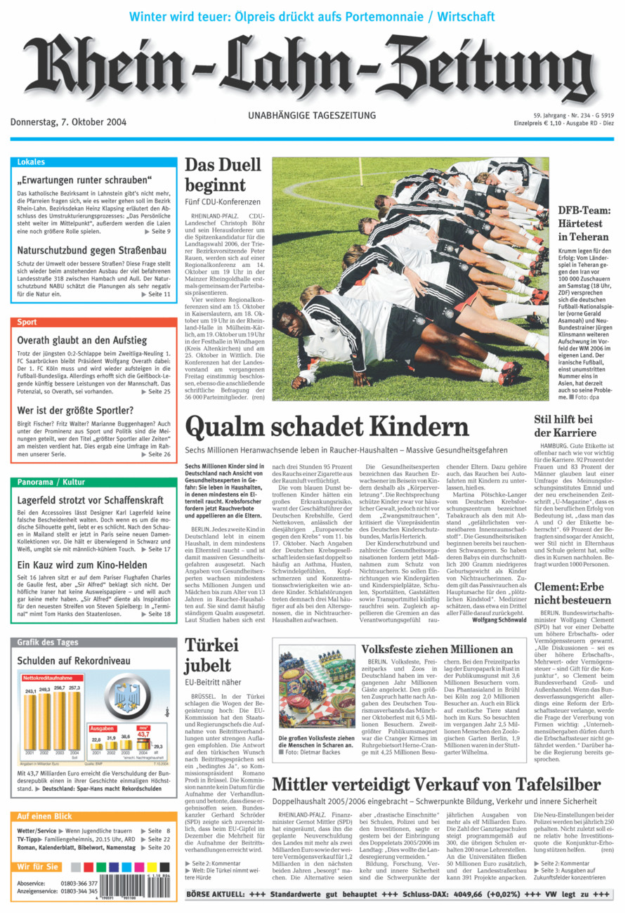 Rhein-Lahn-Zeitung Diez (Archiv) vom Donnerstag, 07.10.2004
