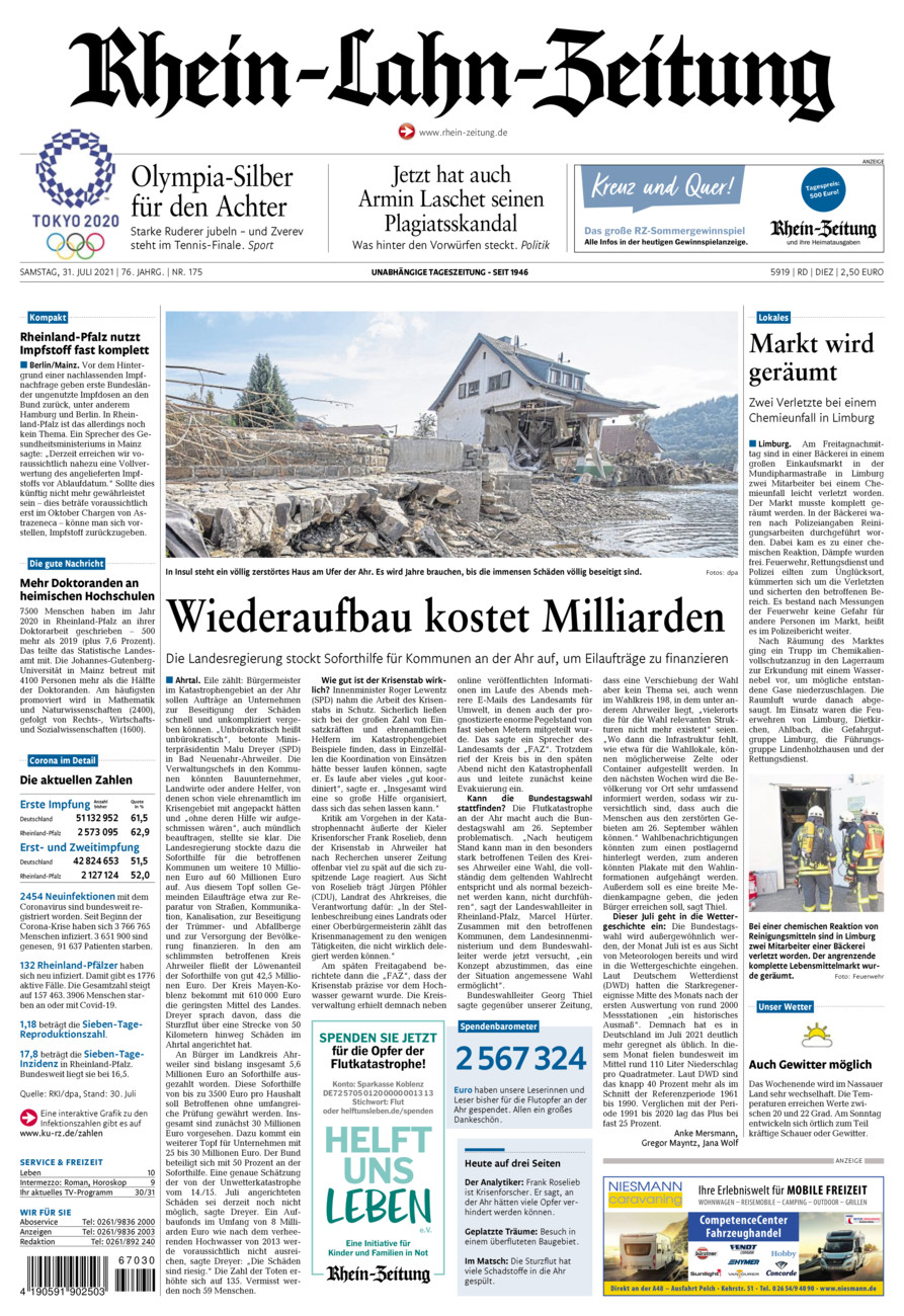 Rhein-Lahn-Zeitung Diez (Archiv) vom Samstag, 31.07.2021