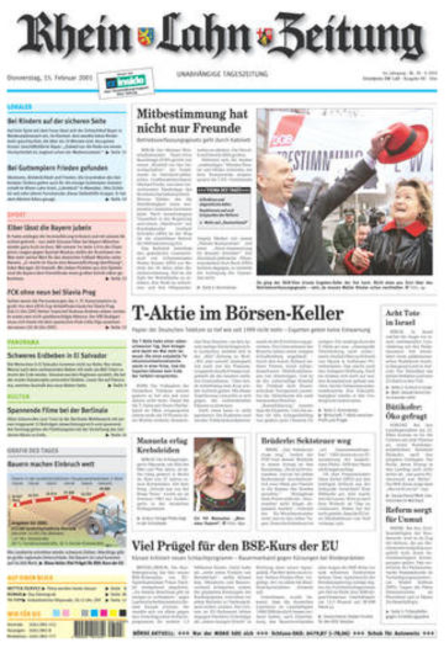 Rhein-Lahn-Zeitung Diez (Archiv) vom Donnerstag, 15.02.2001