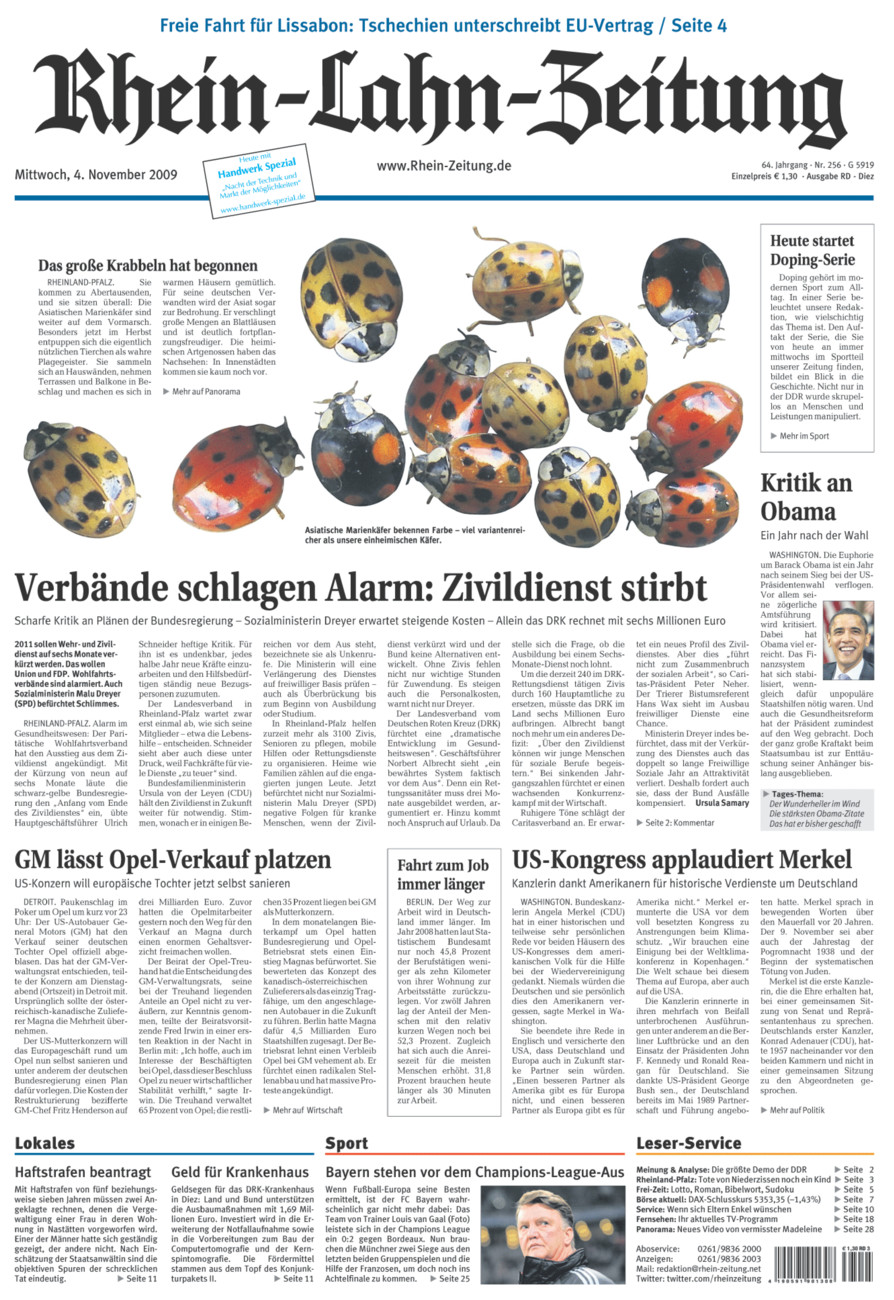 Rhein-Lahn-Zeitung Diez (Archiv) vom Mittwoch, 04.11.2009