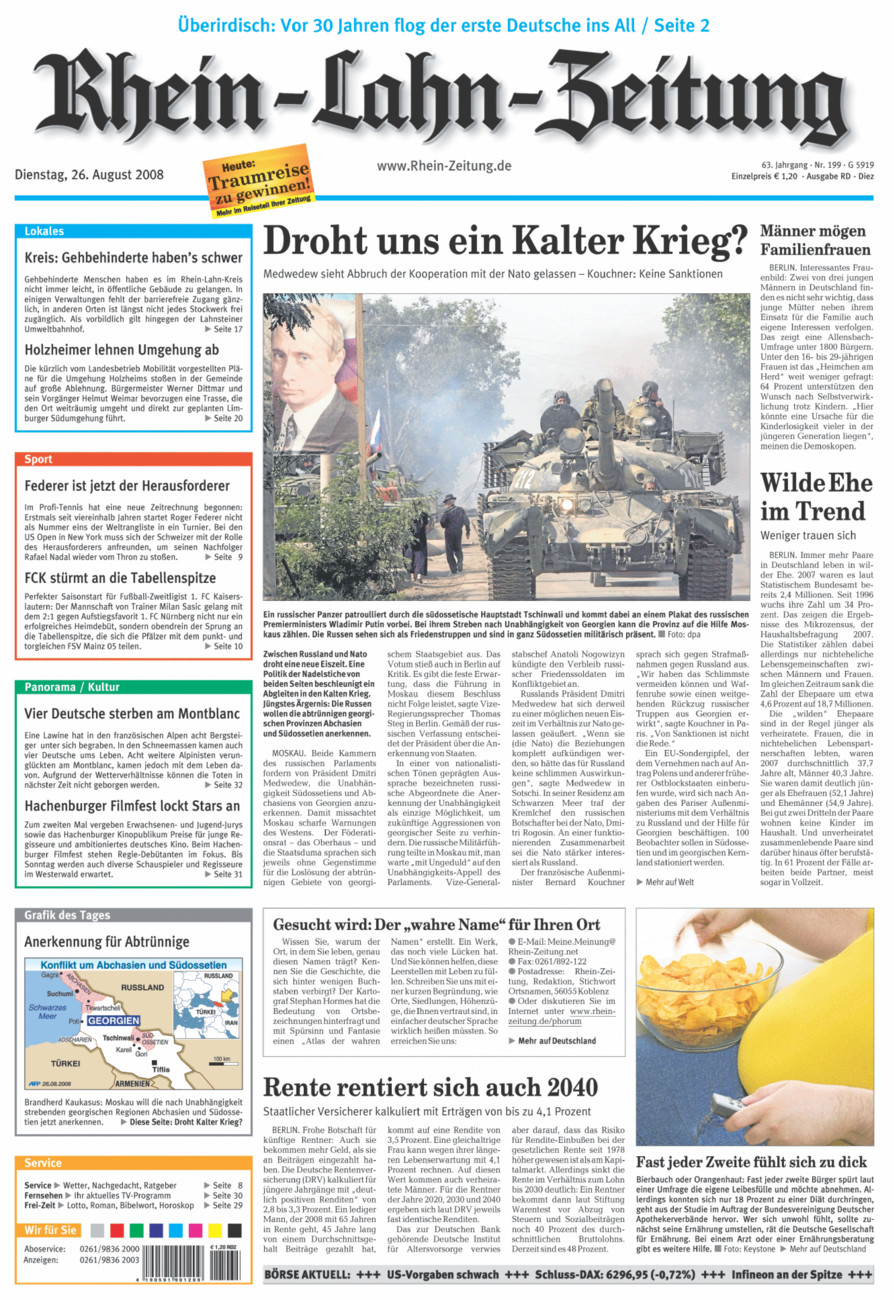 Rhein-Lahn-Zeitung Diez (Archiv) vom Dienstag, 26.08.2008