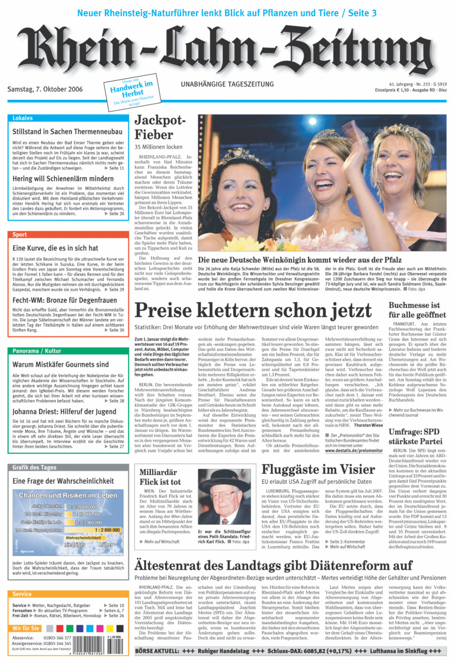 Rhein-Lahn-Zeitung Diez (Archiv) vom Samstag, 07.10.2006