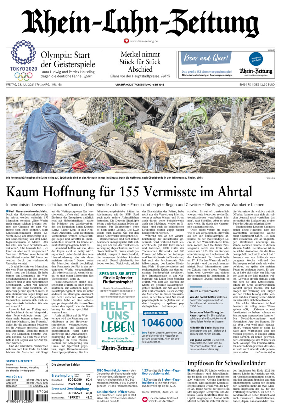 Rhein-Lahn-Zeitung Diez (Archiv) vom Freitag, 23.07.2021