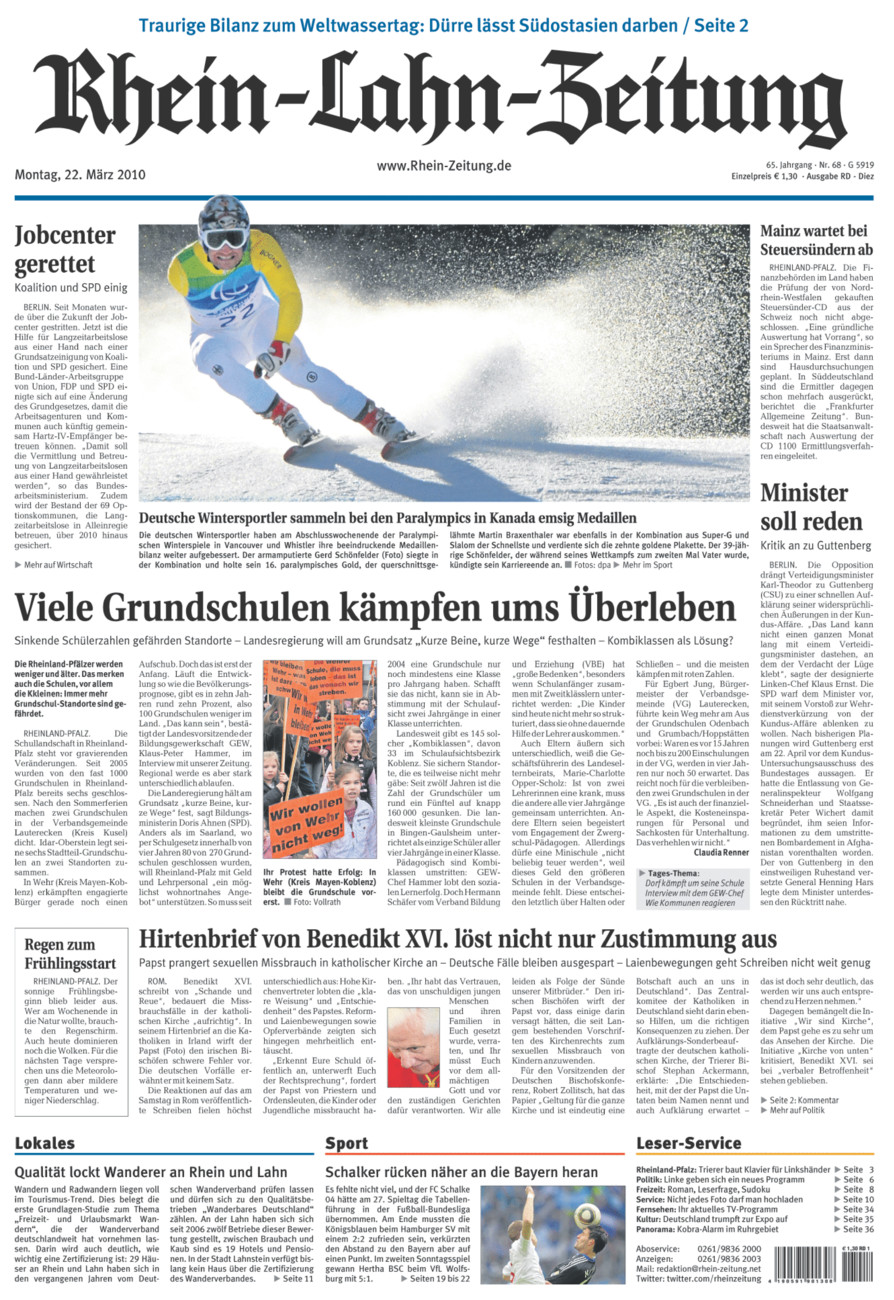 Rhein-Lahn-Zeitung Diez (Archiv) vom Montag, 22.03.2010