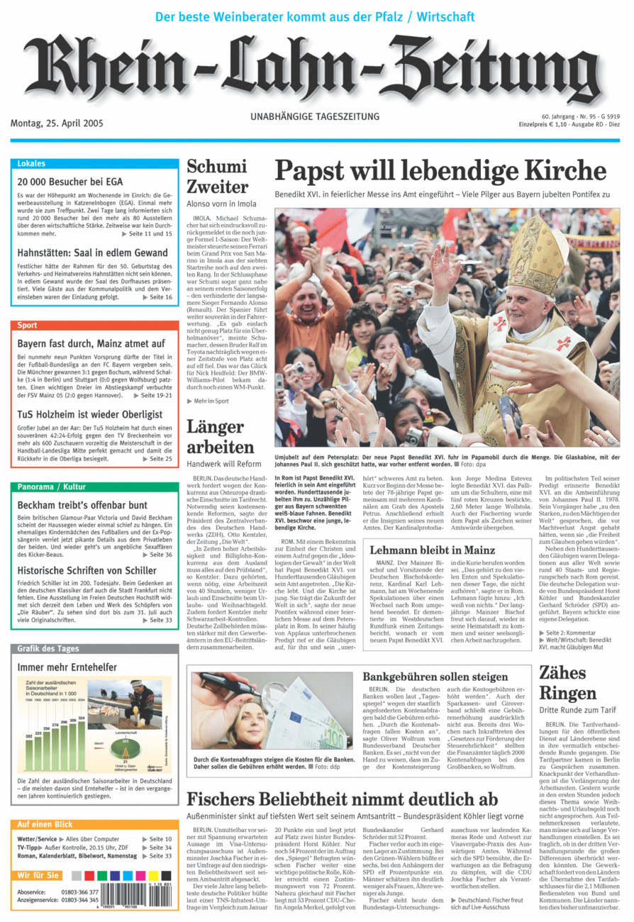 Rhein-Lahn-Zeitung Diez (Archiv) vom Montag, 25.04.2005