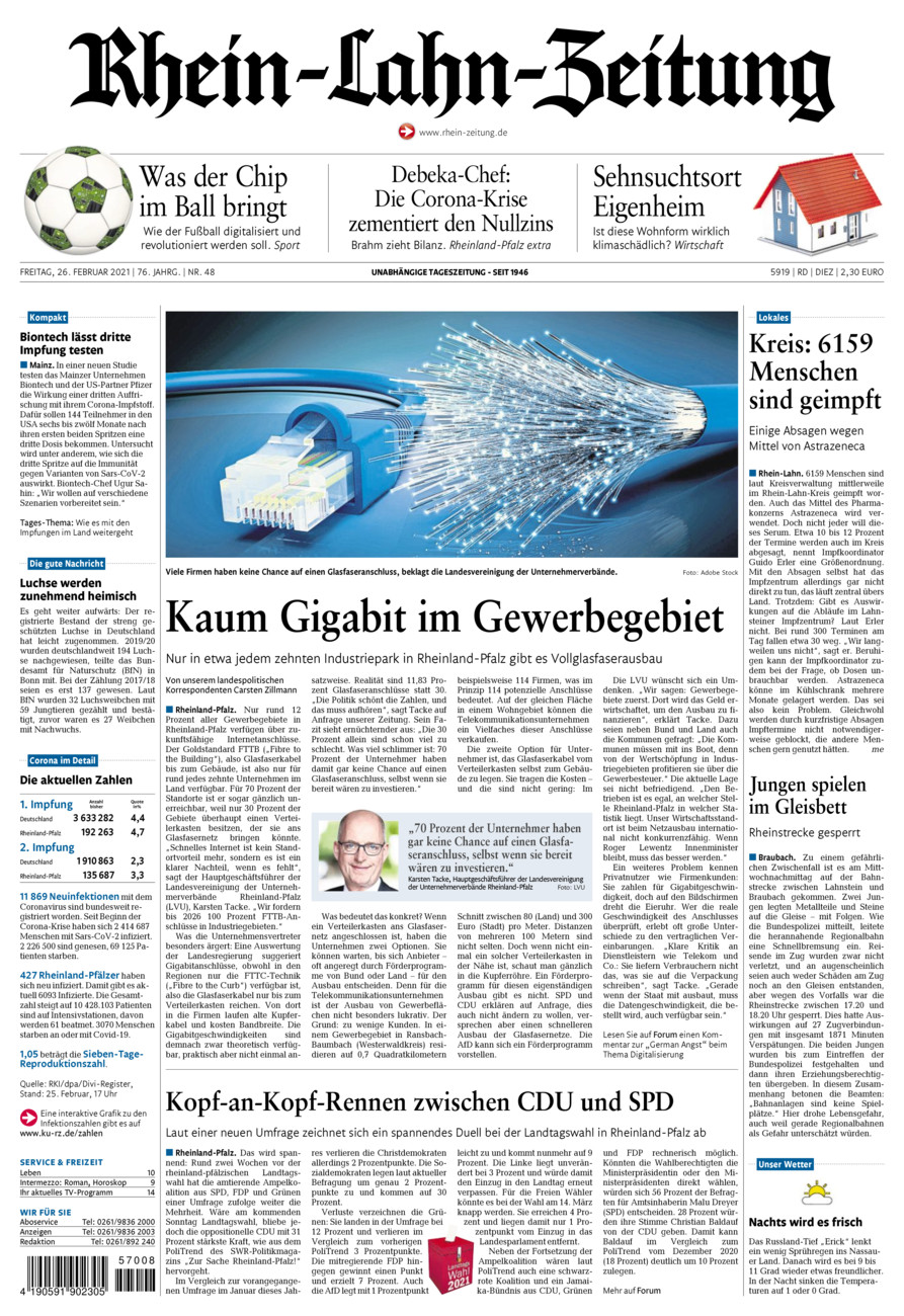 Rhein-Lahn-Zeitung Diez (Archiv) vom Freitag, 26.02.2021