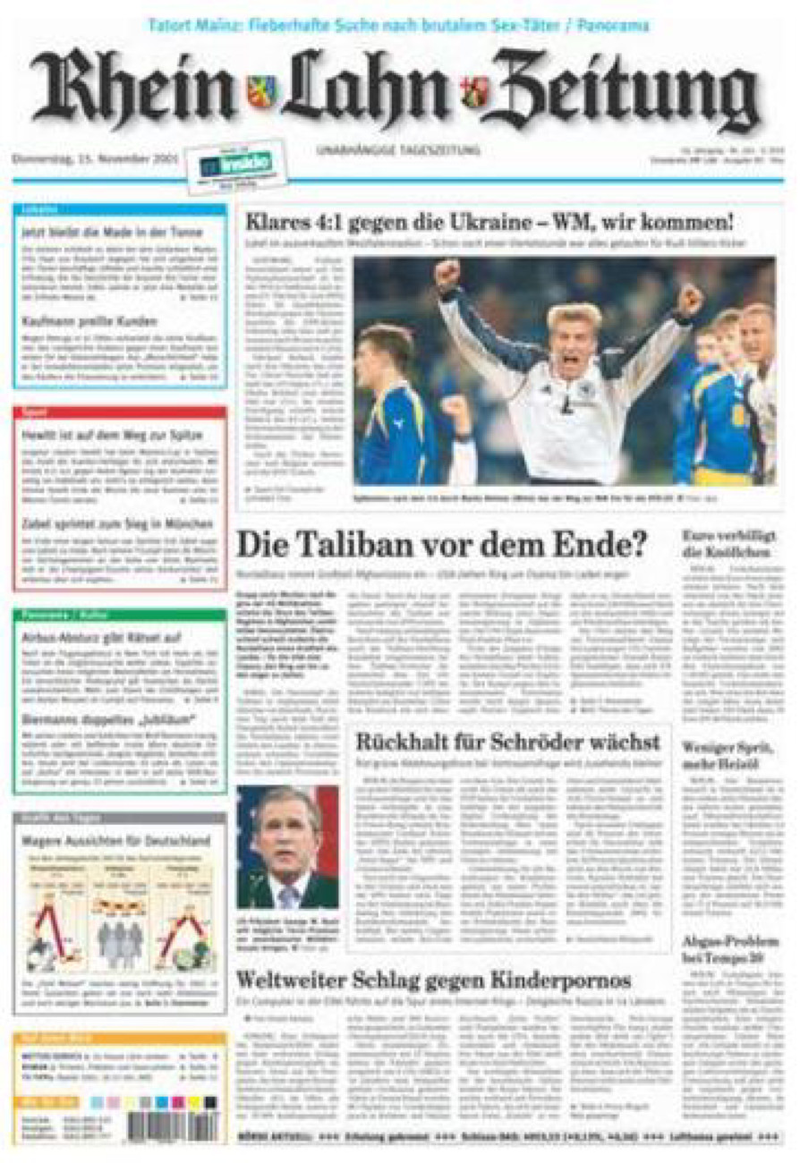 Rhein-Lahn-Zeitung Diez (Archiv) vom Donnerstag, 15.11.2001