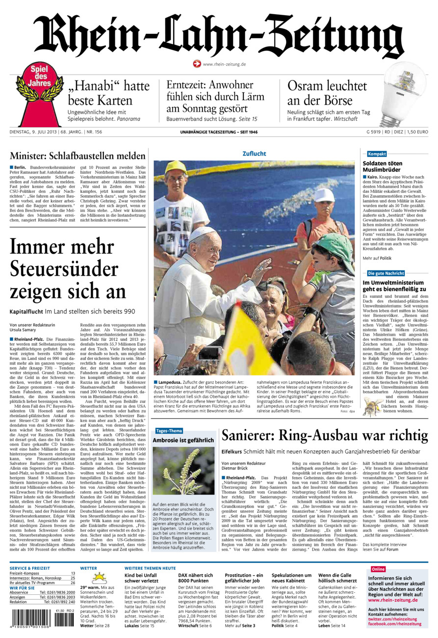 Rhein-Lahn-Zeitung Diez (Archiv) vom Dienstag, 09.07.2013