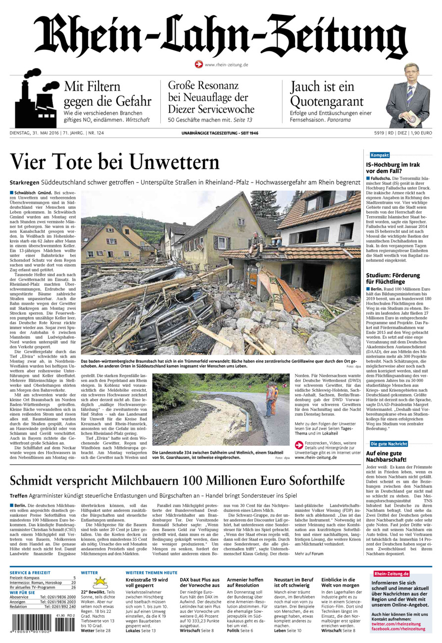 Rhein-Lahn-Zeitung Diez (Archiv) vom Dienstag, 31.05.2016