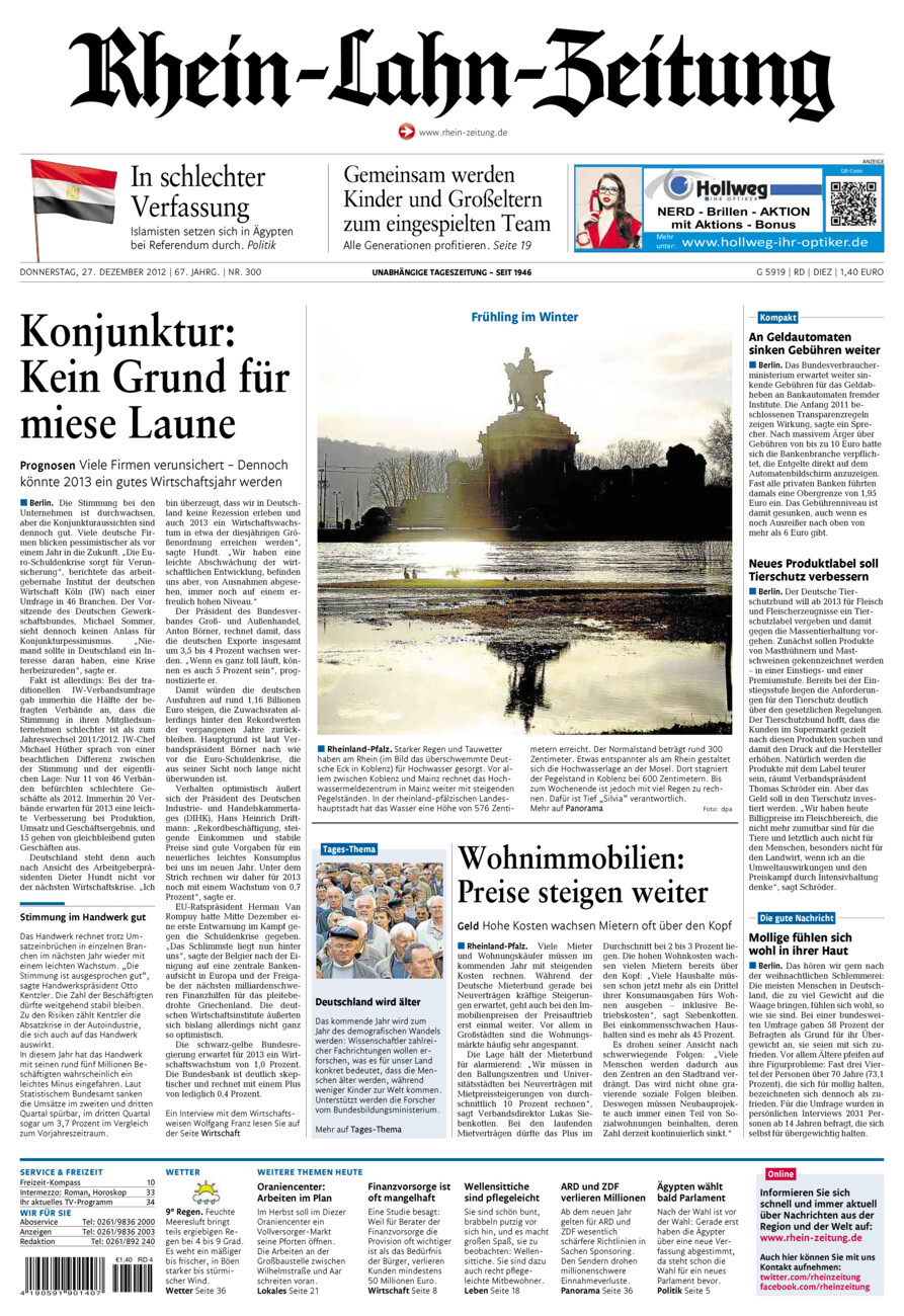 Rhein-Lahn-Zeitung Diez (Archiv) vom Donnerstag, 27.12.2012