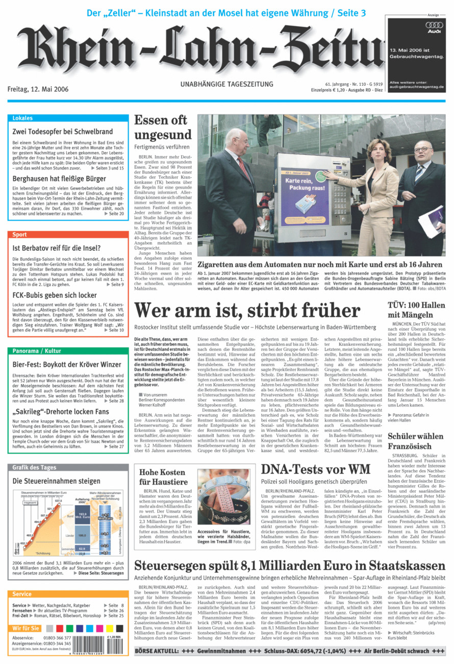 Rhein-Lahn-Zeitung Diez (Archiv) vom Freitag, 12.05.2006