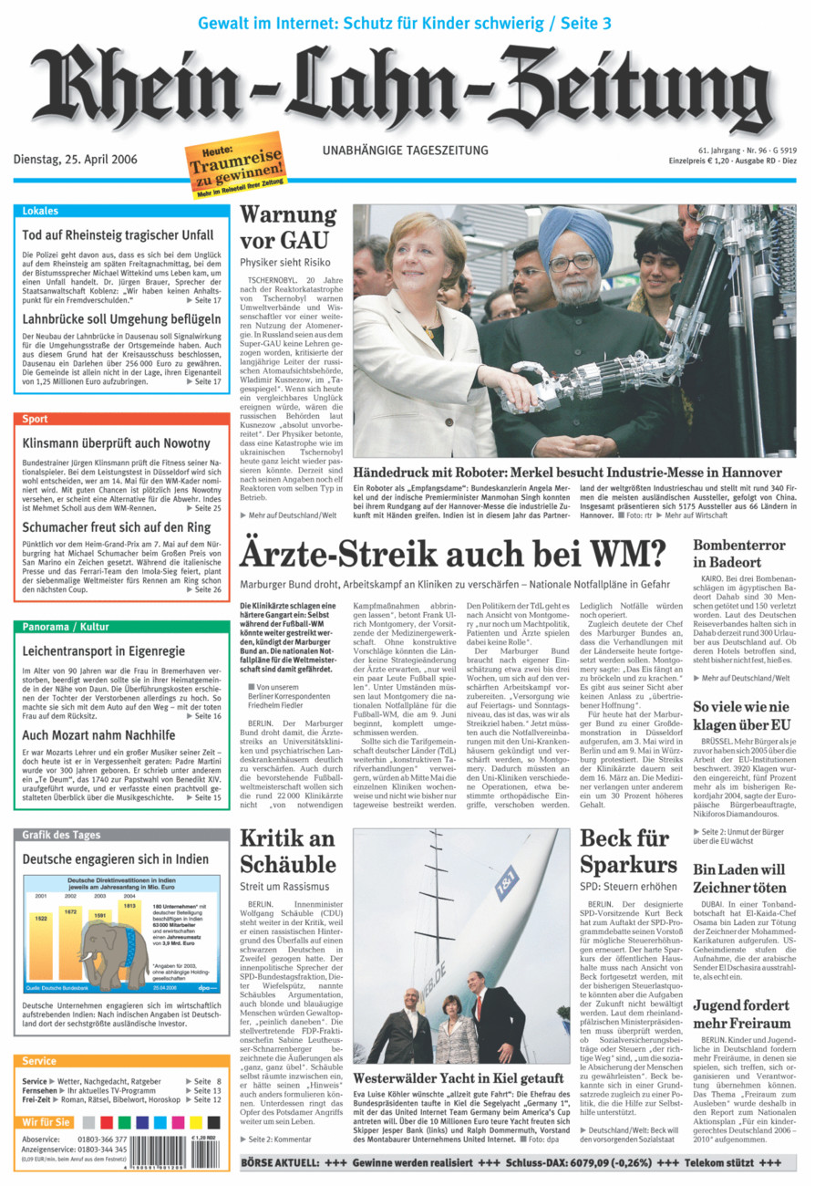 Rhein-Lahn-Zeitung Diez (Archiv) vom Dienstag, 25.04.2006
