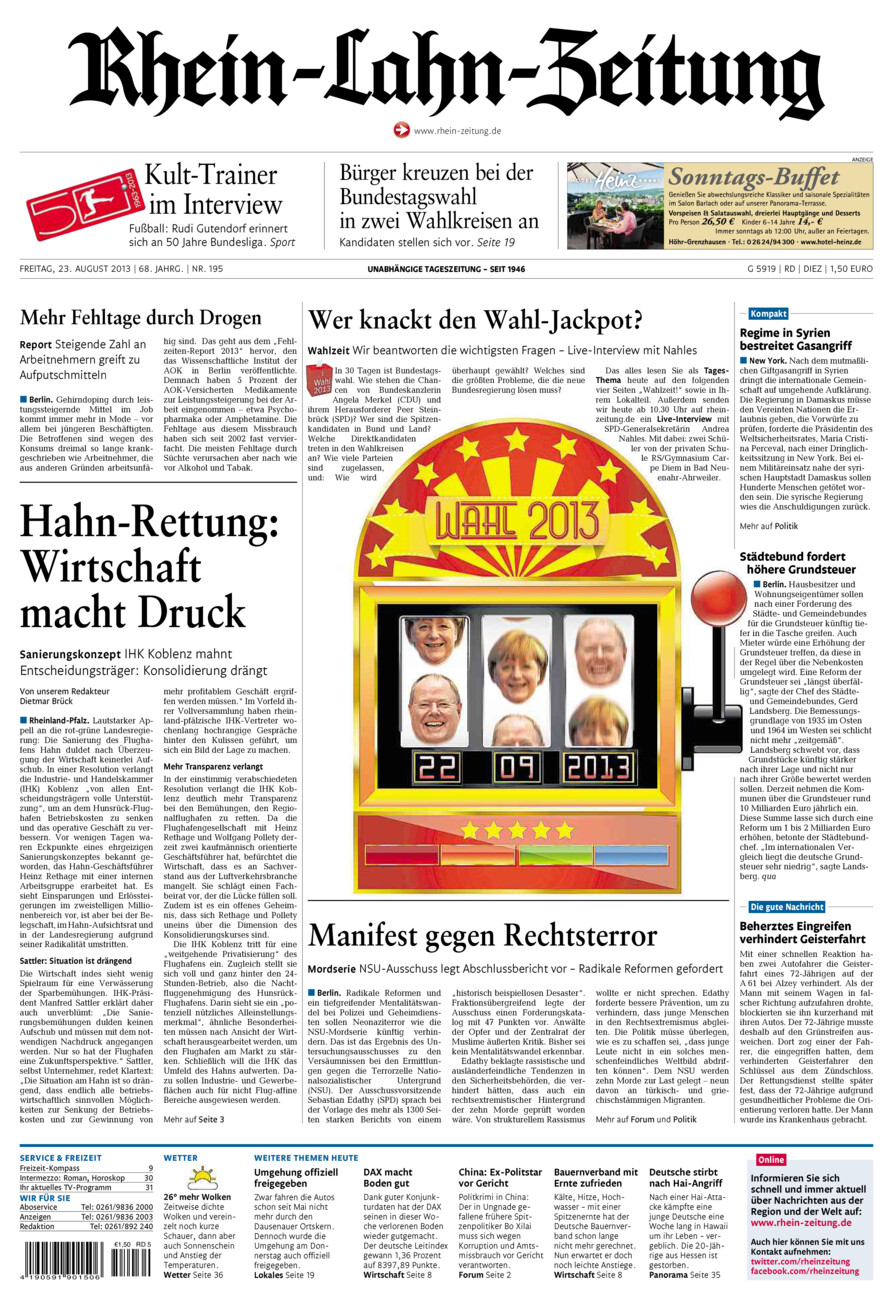 Rhein-Lahn-Zeitung Diez (Archiv) vom Freitag, 23.08.2013