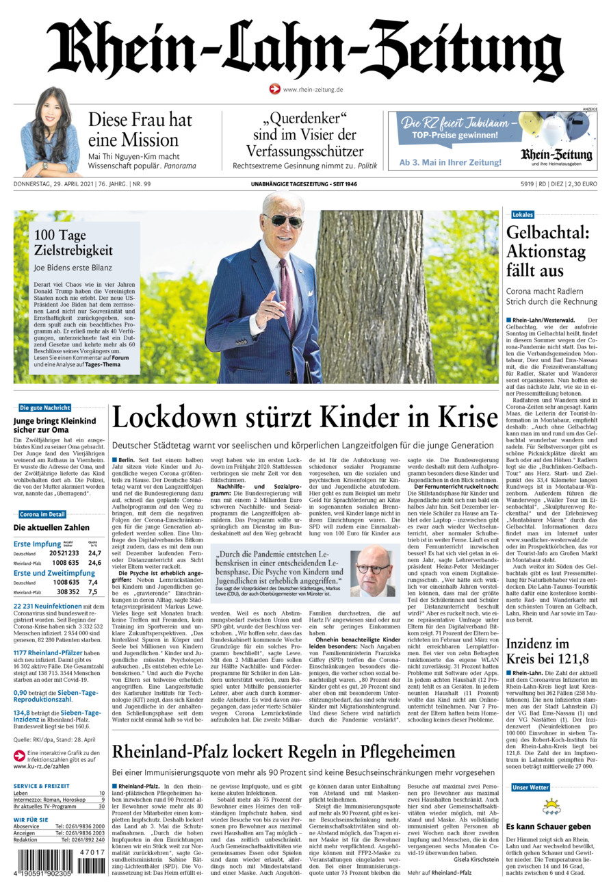 Rhein-Lahn-Zeitung Diez (Archiv) vom Donnerstag, 29.04.2021