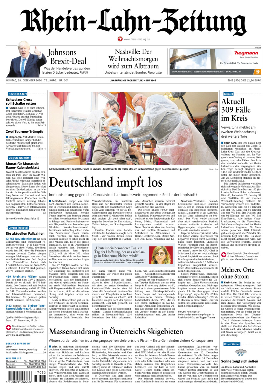 Rhein-Lahn-Zeitung Diez (Archiv) vom Montag, 28.12.2020