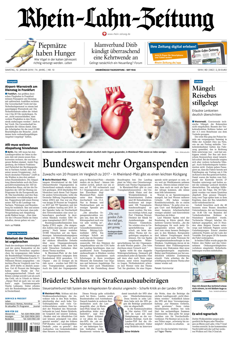 Rhein-Lahn-Zeitung Diez (Archiv) vom Samstag, 12.01.2019