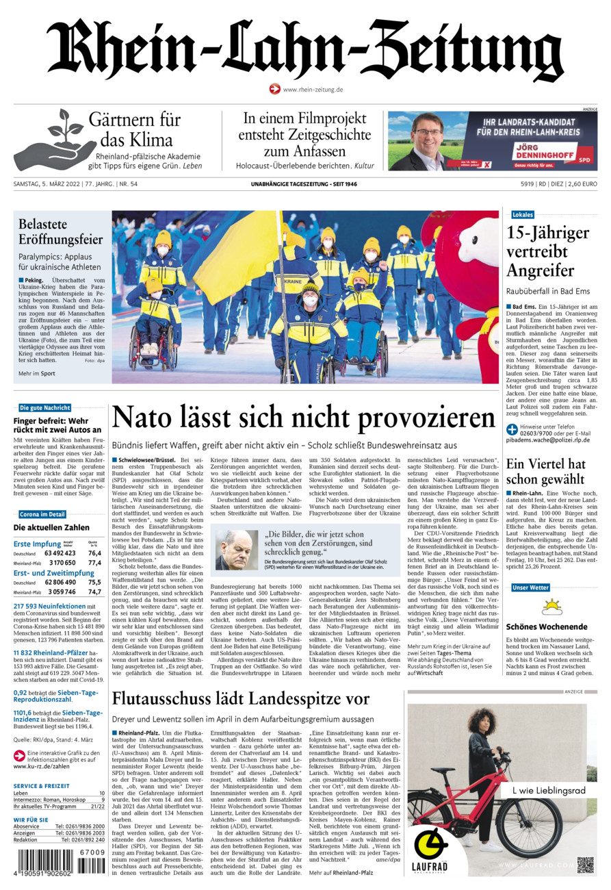 Rhein-Lahn-Zeitung Diez (Archiv) vom Samstag, 05.03.2022