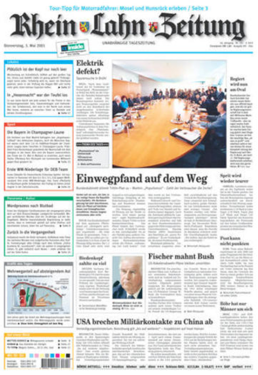 Rhein-Lahn-Zeitung Diez (Archiv) vom Donnerstag, 03.05.2001