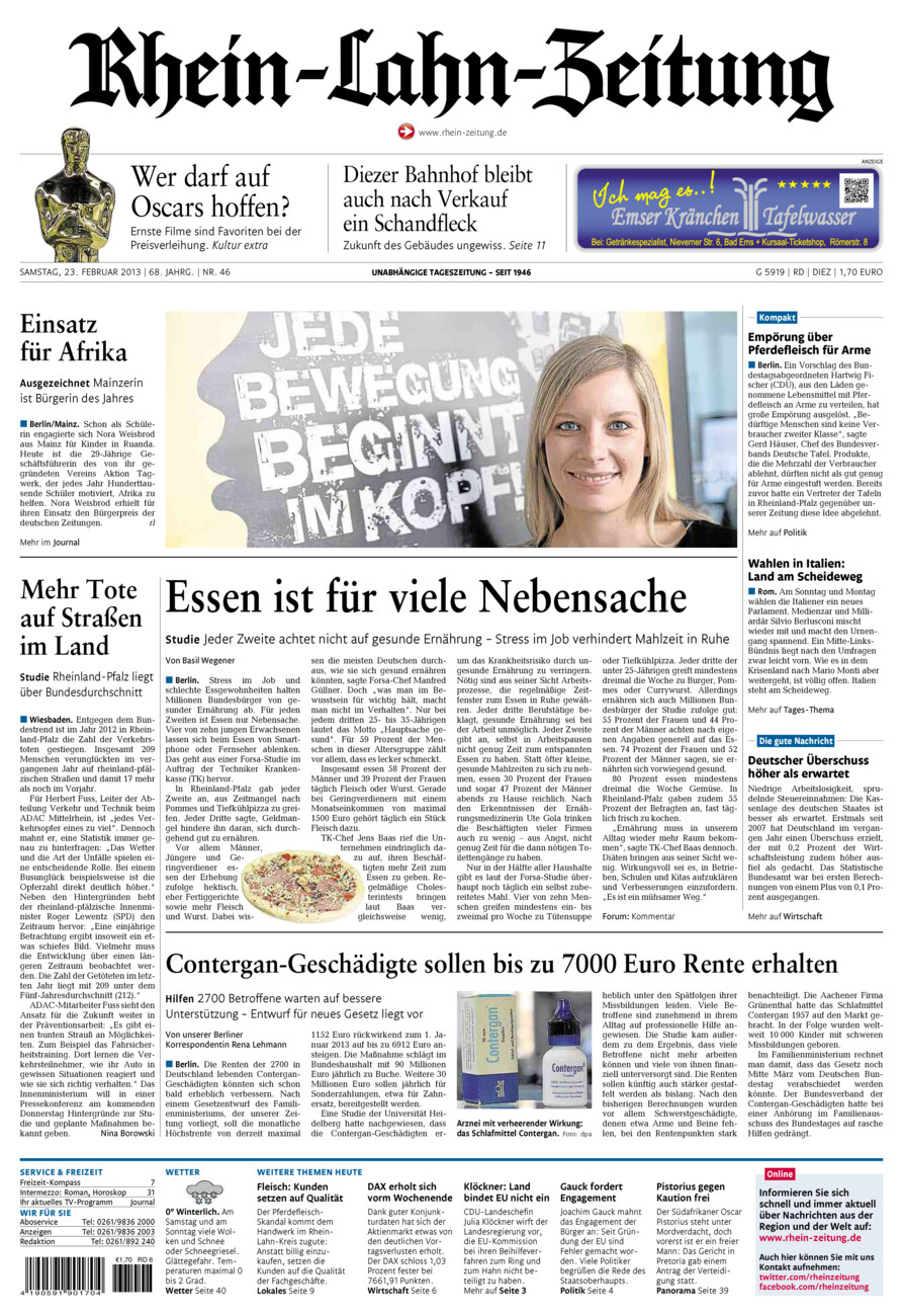 Rhein-Lahn-Zeitung Diez (Archiv) vom Samstag, 23.02.2013