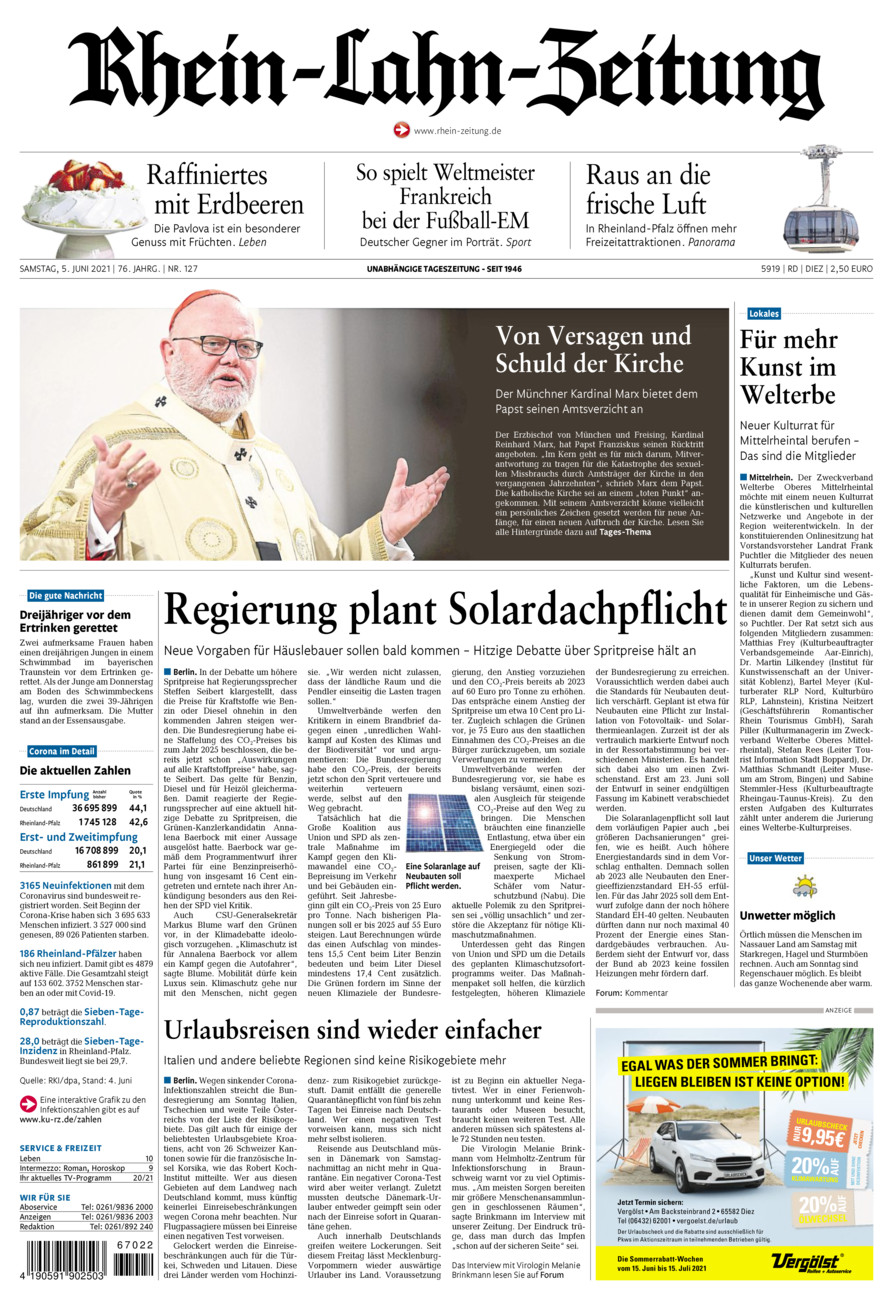 Rhein-Lahn-Zeitung Diez (Archiv) vom Samstag, 05.06.2021