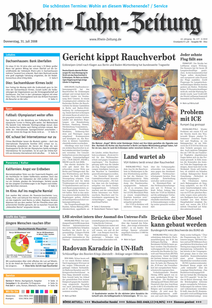 Rhein-Lahn-Zeitung Diez (Archiv) vom Donnerstag, 31.07.2008