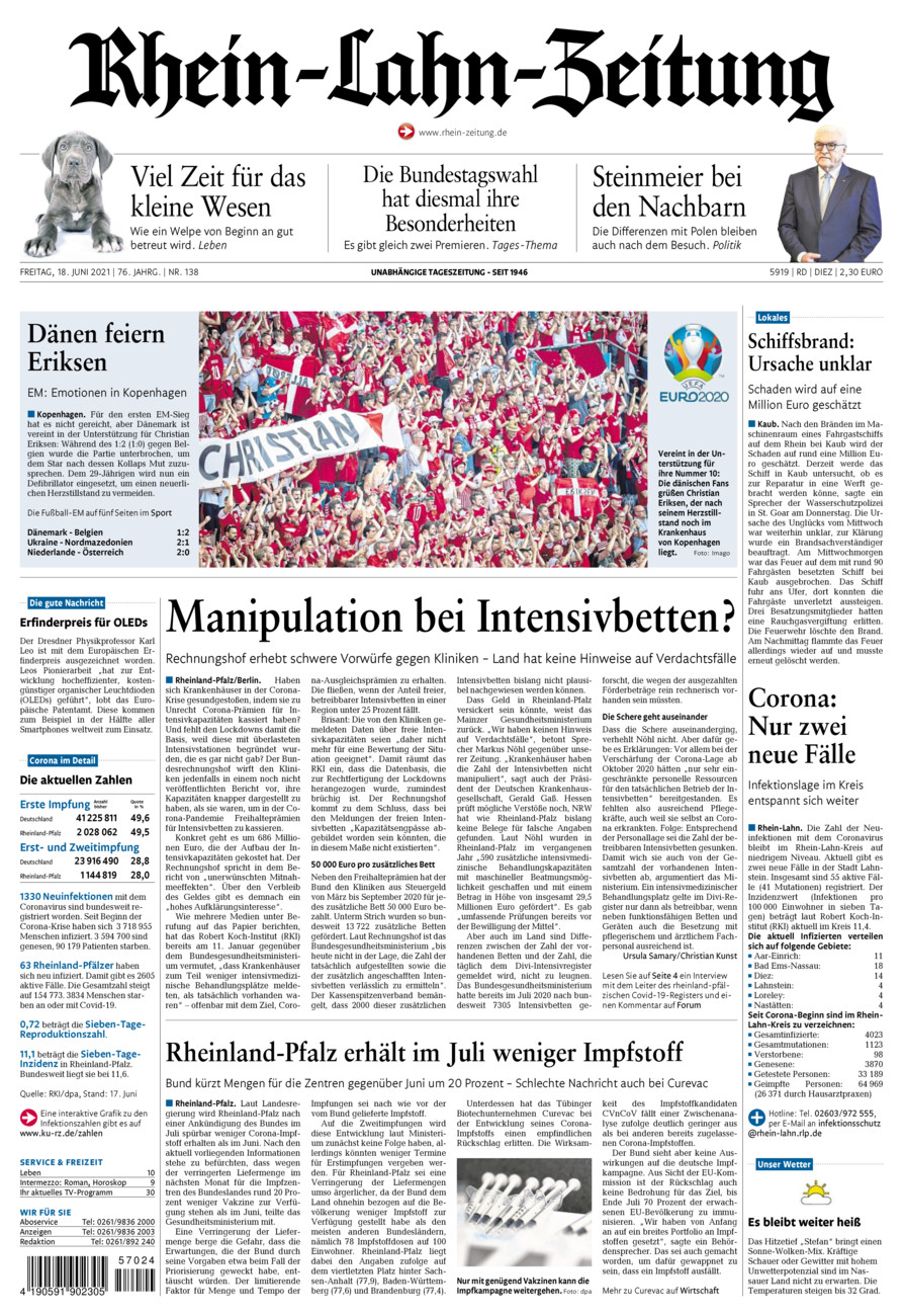 Rhein-Lahn-Zeitung Diez (Archiv) vom Freitag, 18.06.2021