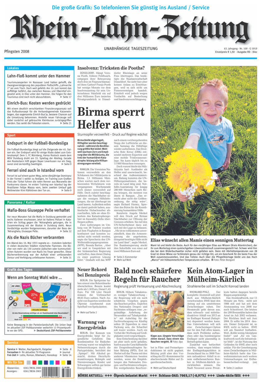 Rhein-Lahn-Zeitung Diez (Archiv) vom Samstag, 10.05.2008