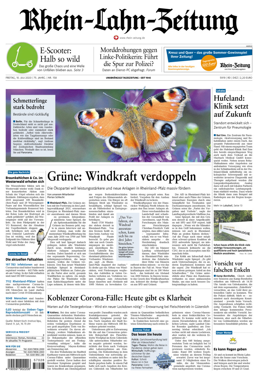 Rhein-Lahn-Zeitung Diez (Archiv) vom Freitag, 10.07.2020
