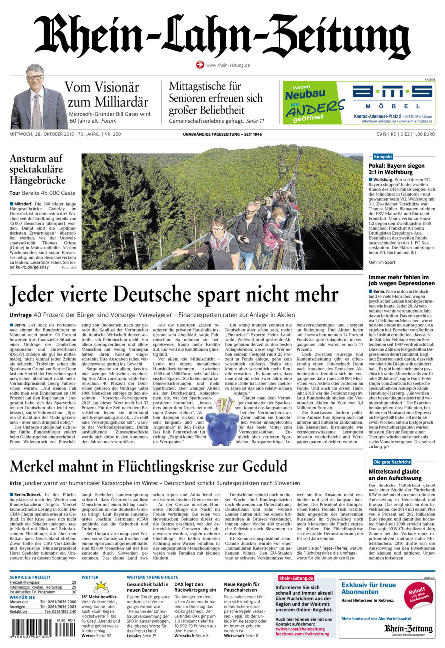 Rhein-Lahn-Zeitung Diez (Archiv) vom Mittwoch, 28.10.2015