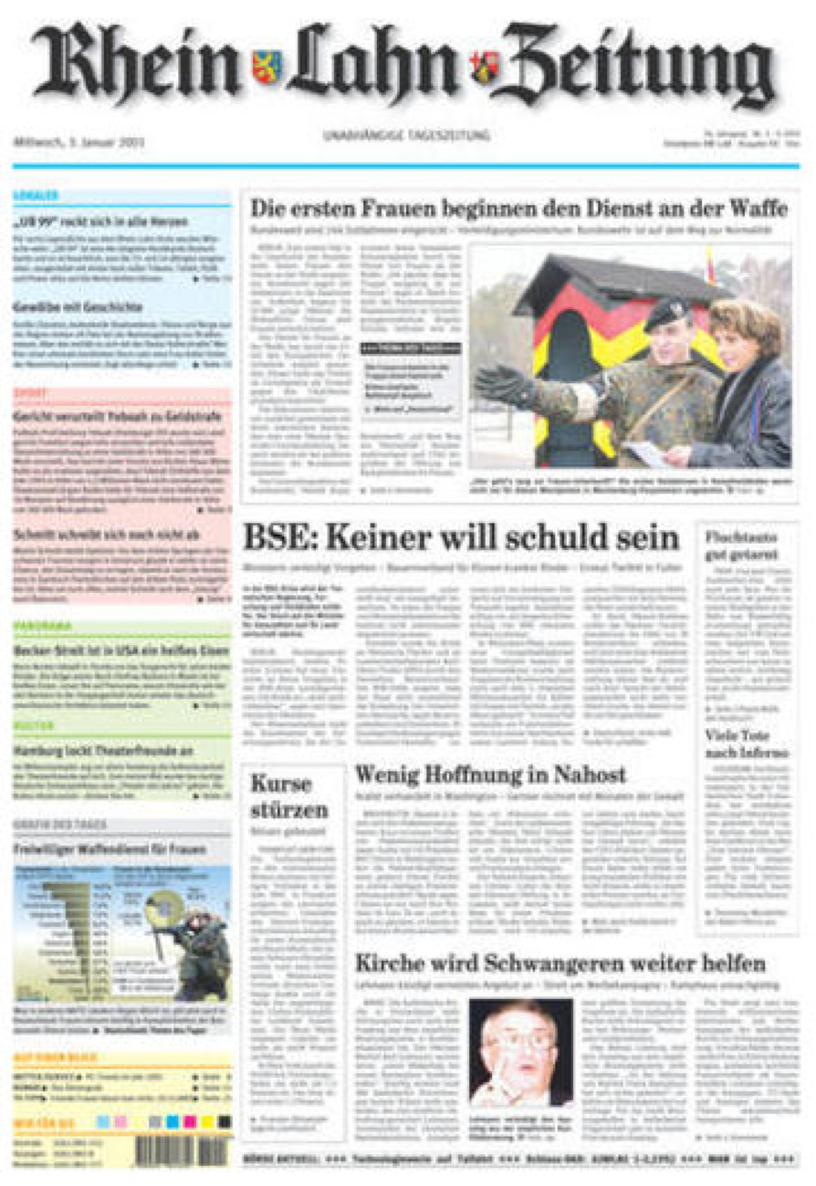 Rhein-Lahn-Zeitung Diez (Archiv) vom Mittwoch, 03.01.2001