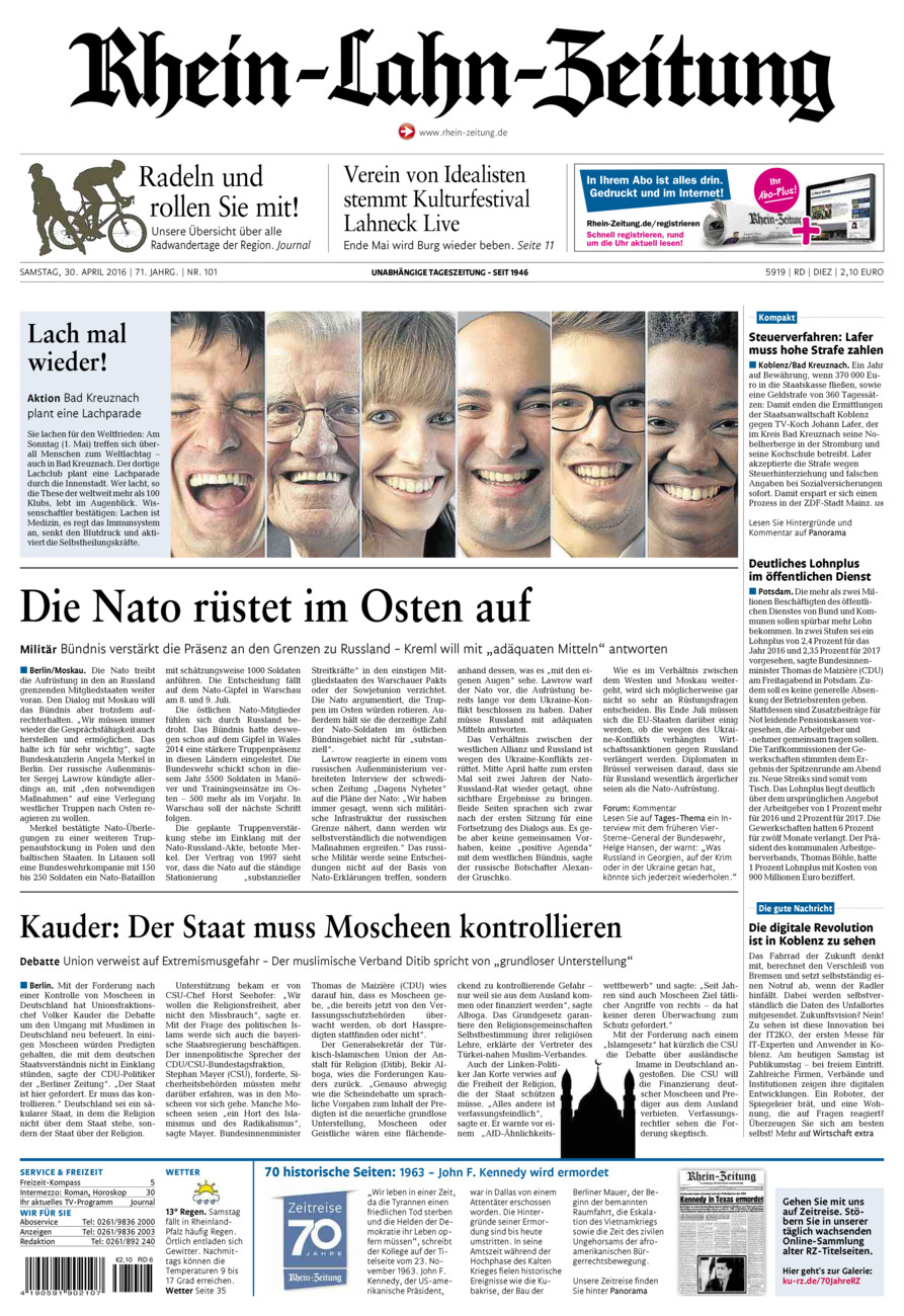 Rhein-Lahn-Zeitung Diez (Archiv) vom Samstag, 30.04.2016