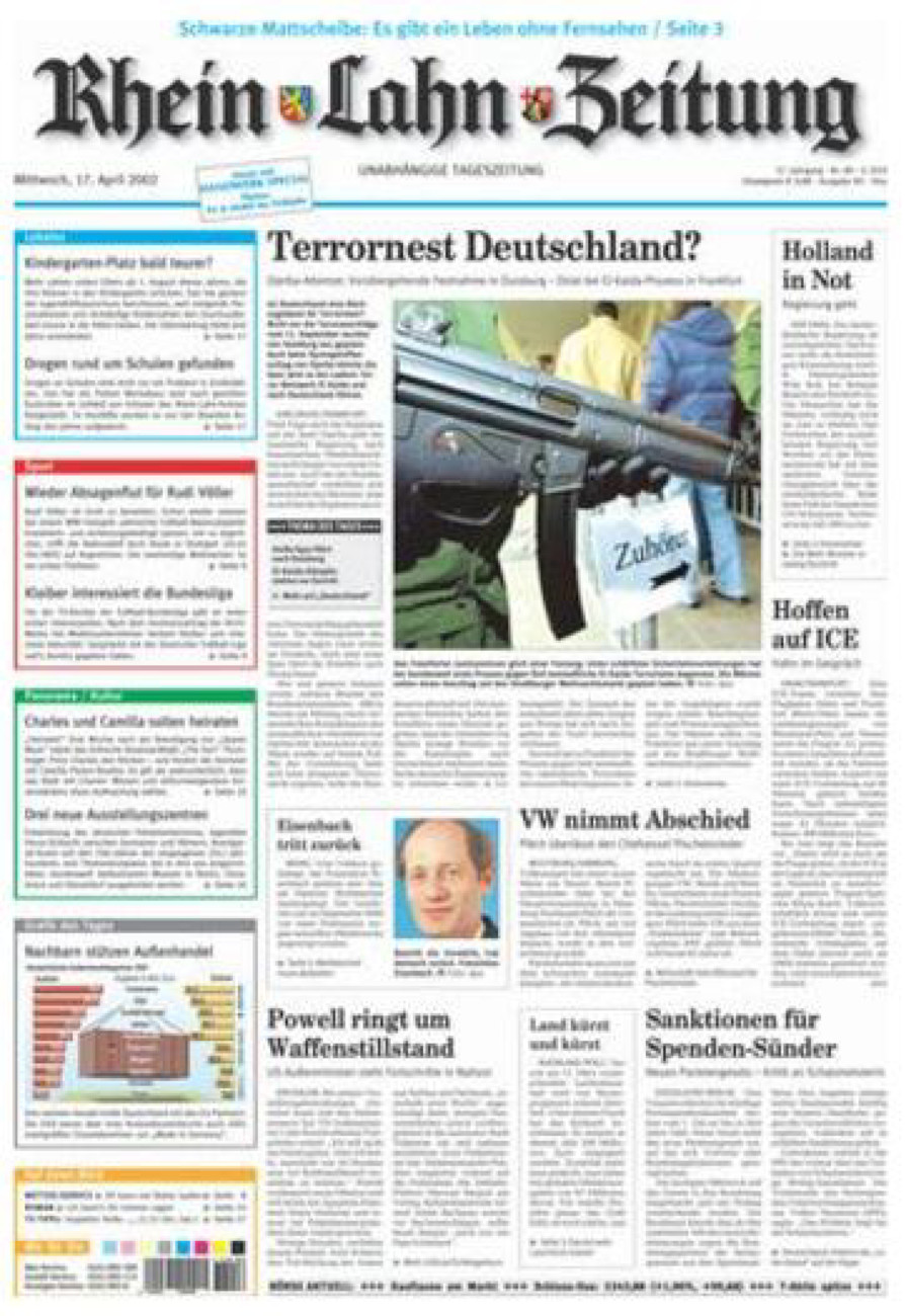 Rhein-Lahn-Zeitung Diez (Archiv) vom Mittwoch, 17.04.2002
