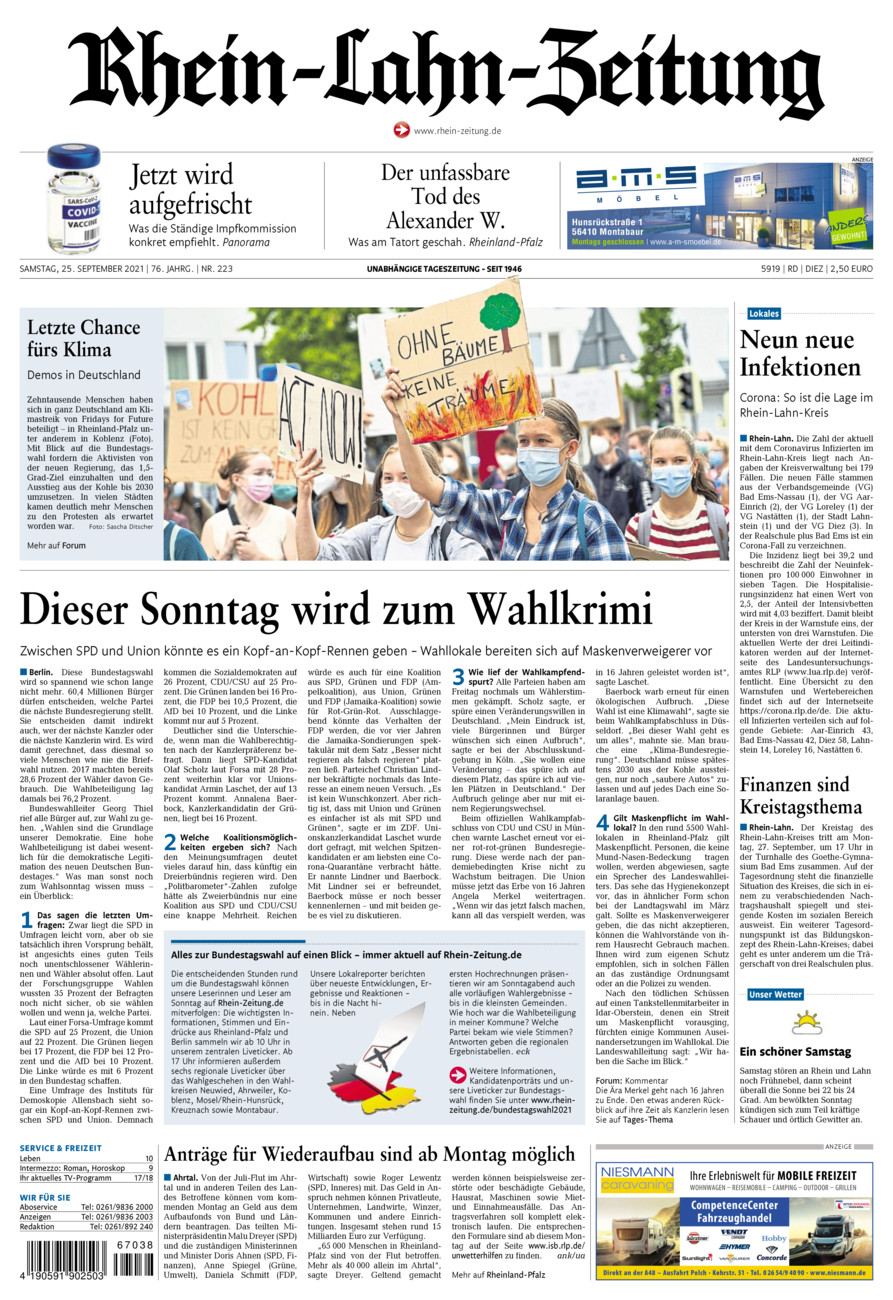 Rhein-Lahn-Zeitung Diez (Archiv) vom Samstag, 25.09.2021