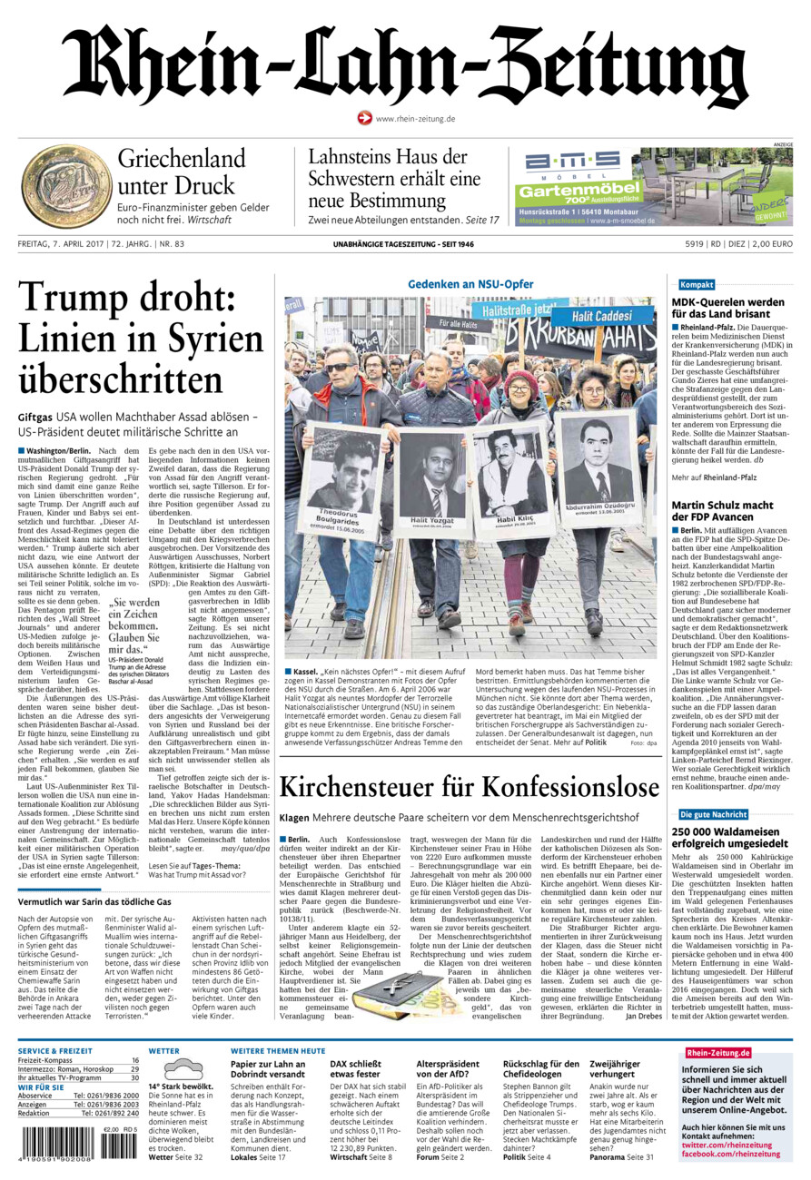 Rhein-Lahn-Zeitung Diez (Archiv) vom Freitag, 07.04.2017